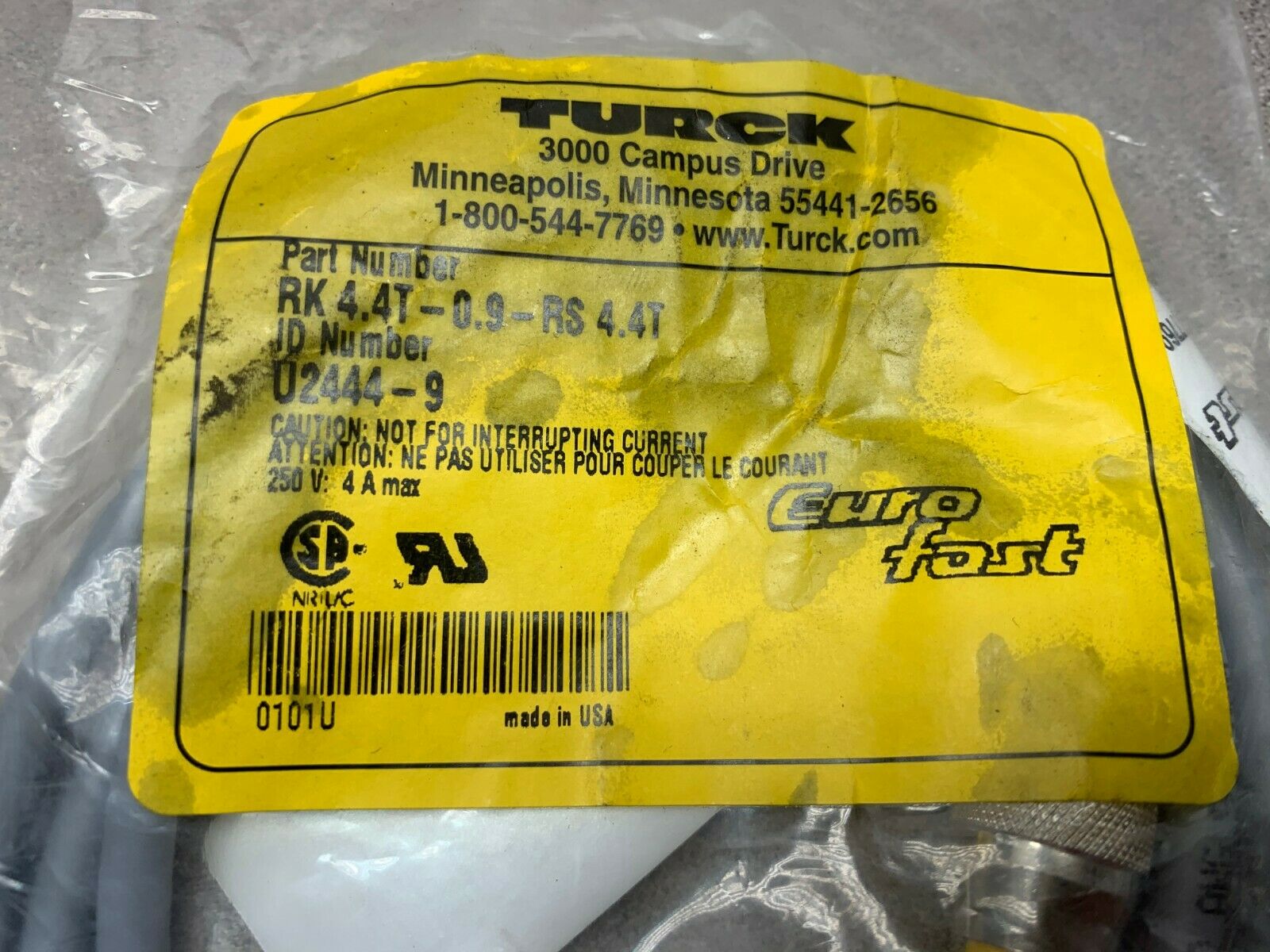 NEW IN PACKAGE TURCK SENSOR RK-4.4T-0.9-RS 4.4T