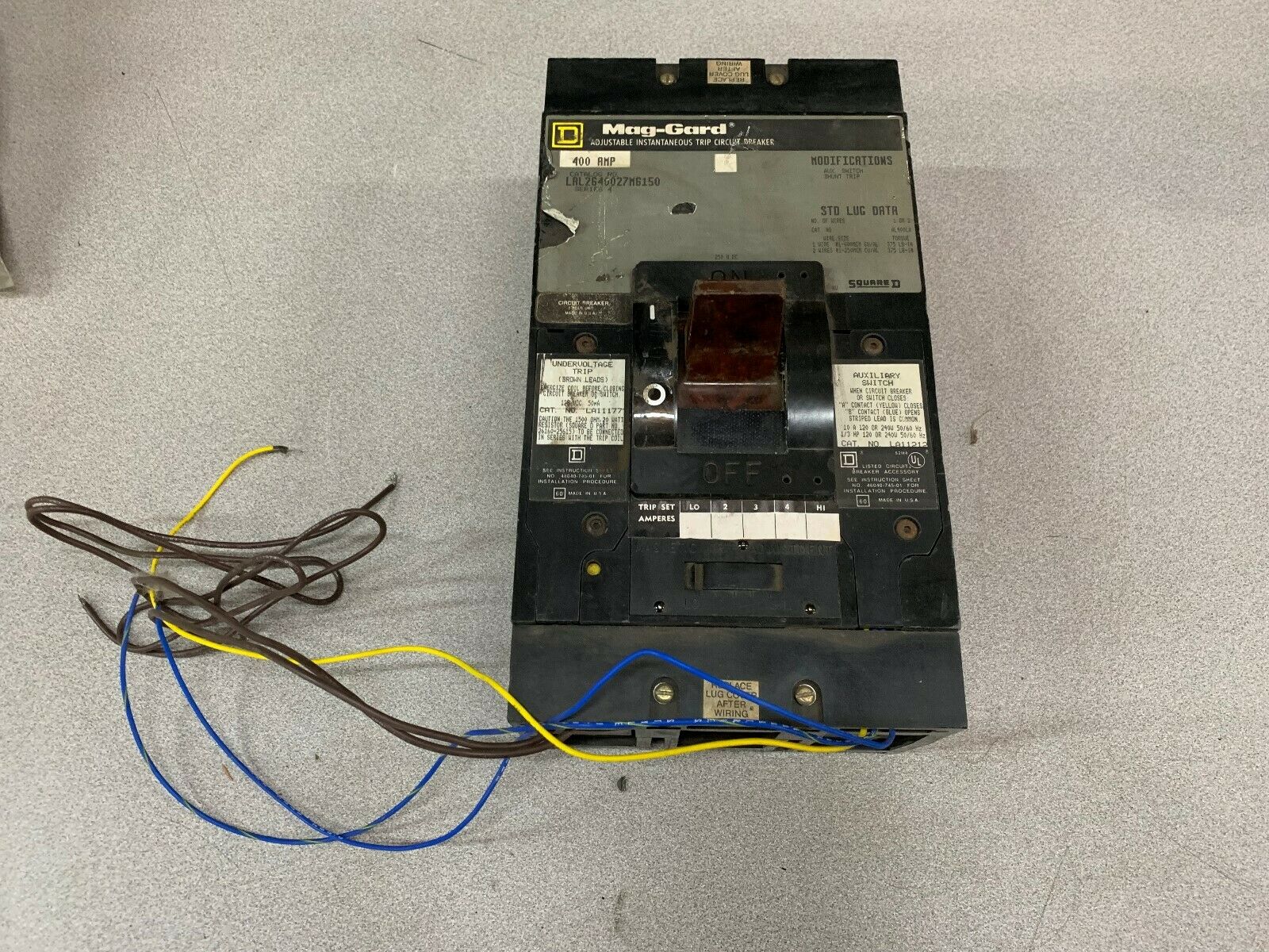 USED SQUARE D 400AMP MAG-GARD CIRCUIT BREAKER LAL2640027M6150