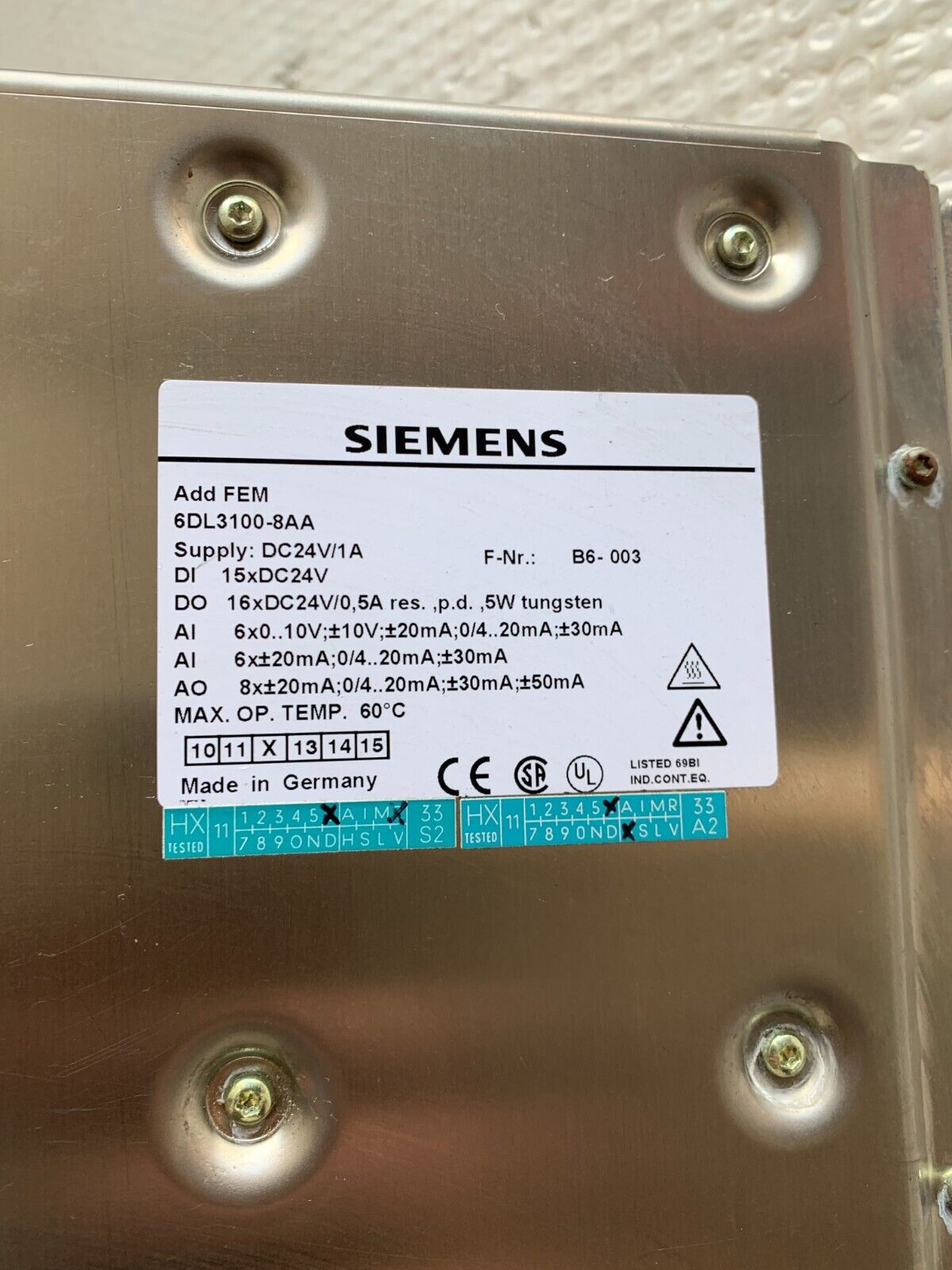 USED SIEMENS FRONT END MODULE 6DL3100-8AA