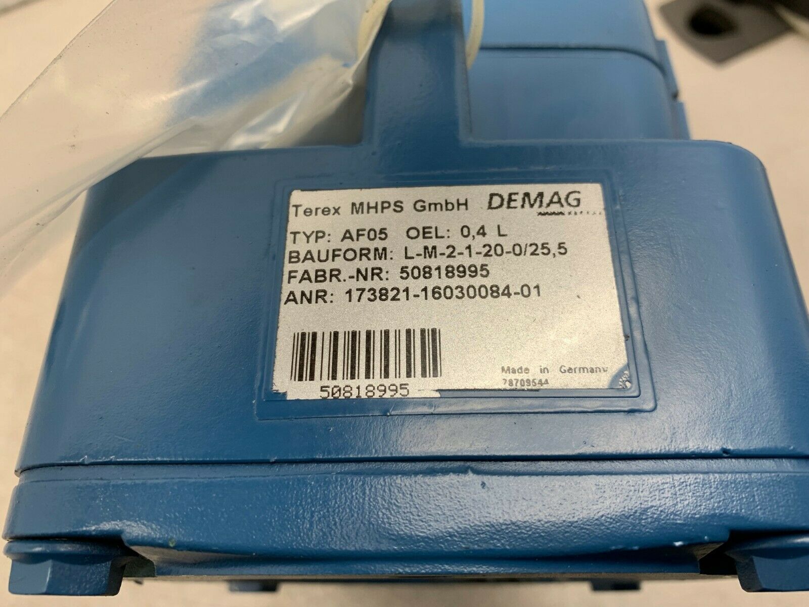 NEW NO BOX DEMAG MHPS GMBH GEAR REDUCER AF05