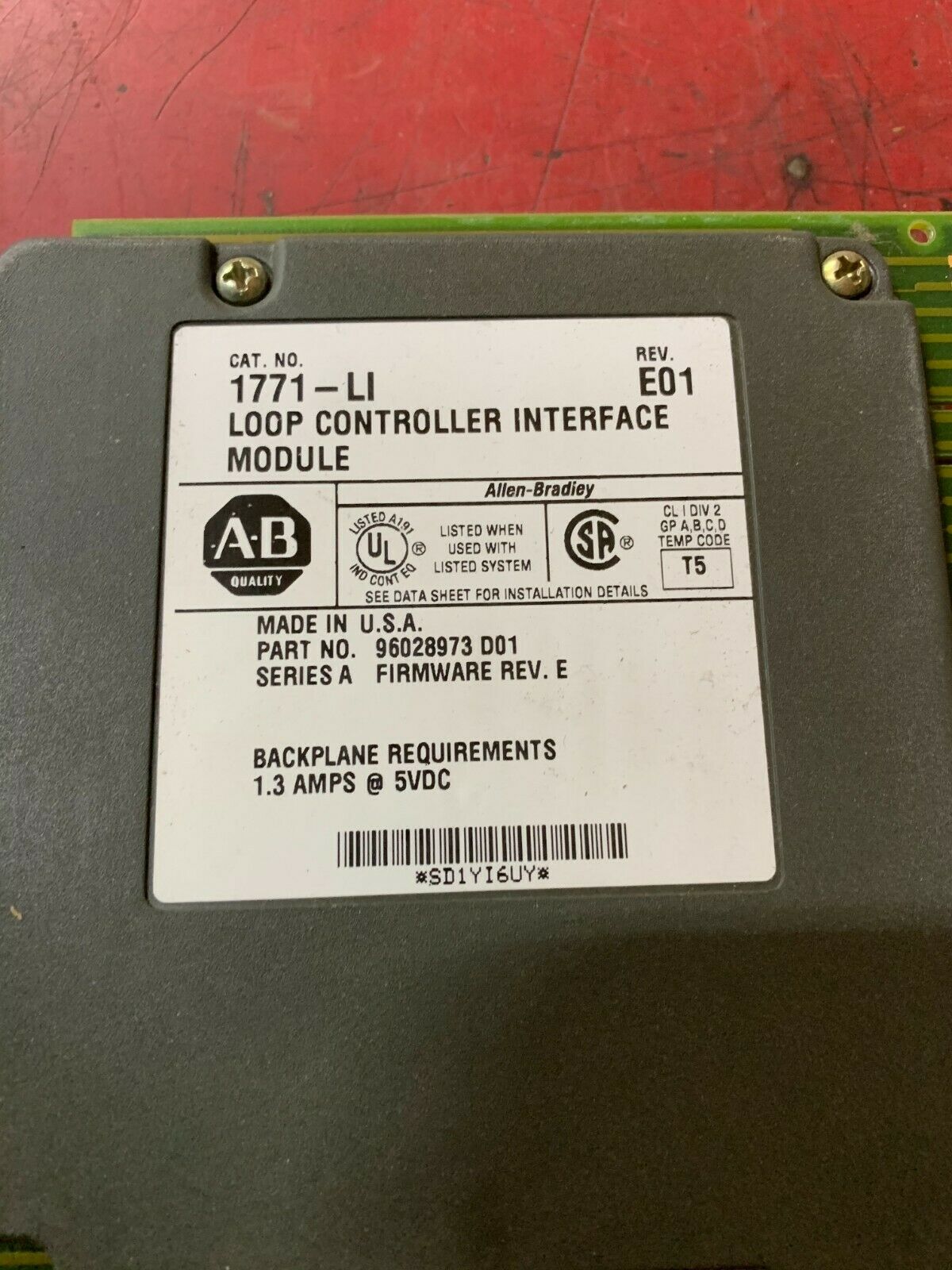 USED ALLEN-BRADLEY PLC-5 LOOP CONTROLLER INTERFACE MODULE 1771-LI