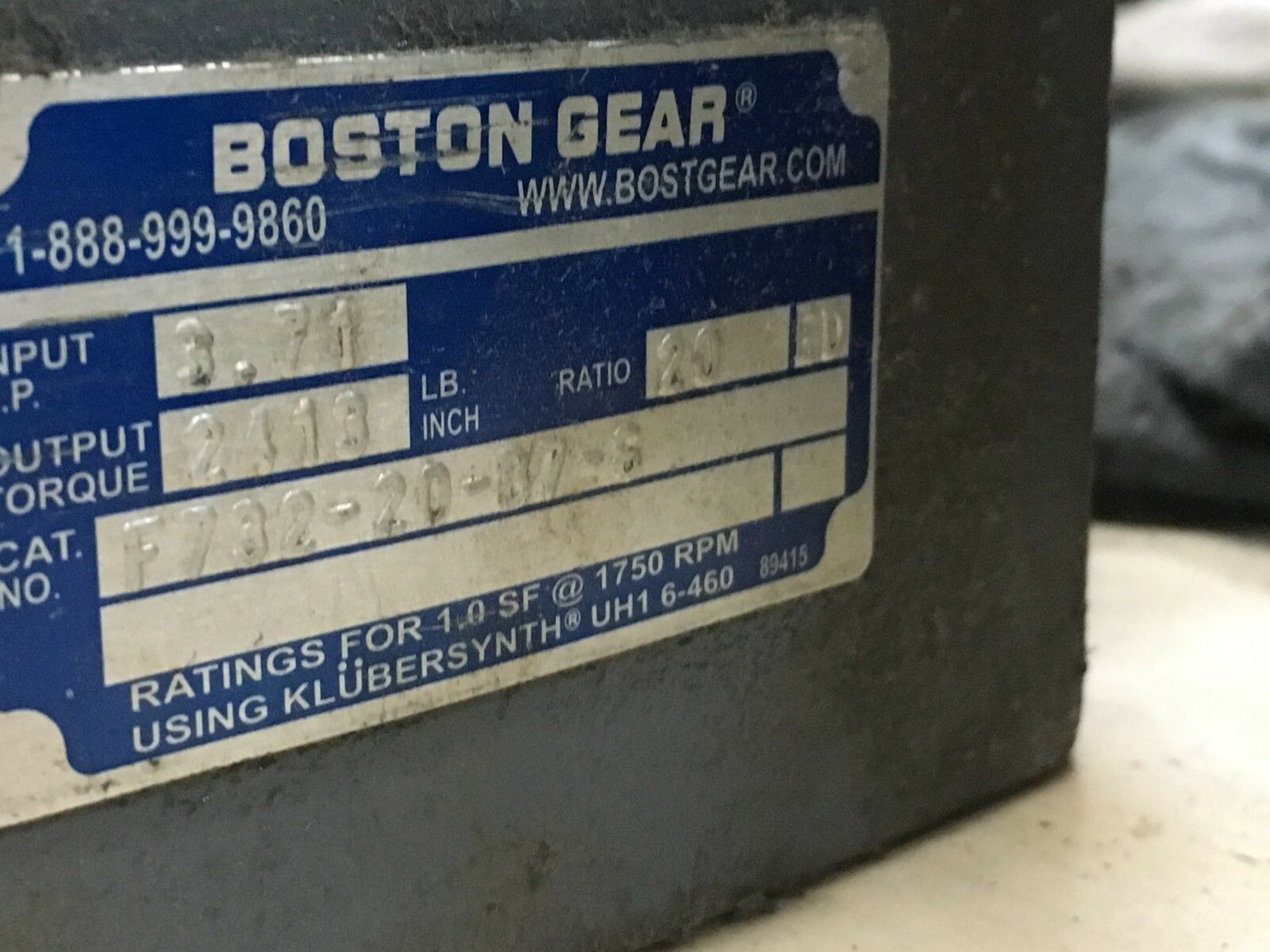 NEW NO BOX BOSTON GEAR 20:1 RATIO SPEED REDUCER F732-20-B7-G