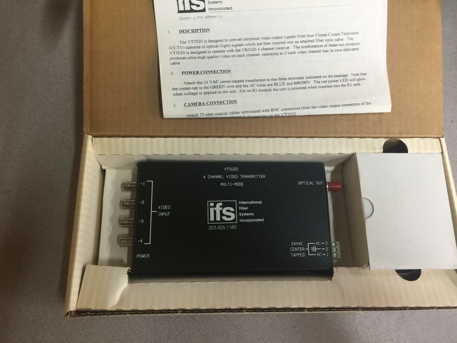 NEW IN BOX IFS 4 CHANNEL VIDEO TRANSMITTER MULTI-MODE VT5020