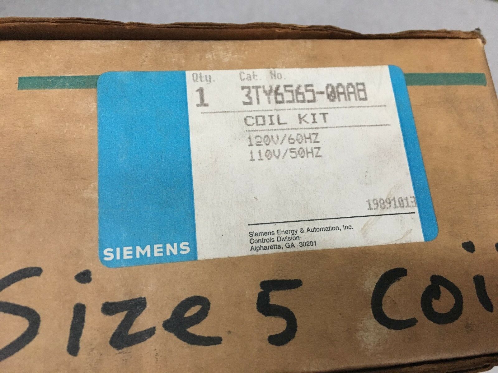 NEW IN BOX SIEMENS 110/120V. COIL 3TY6565-0AAB