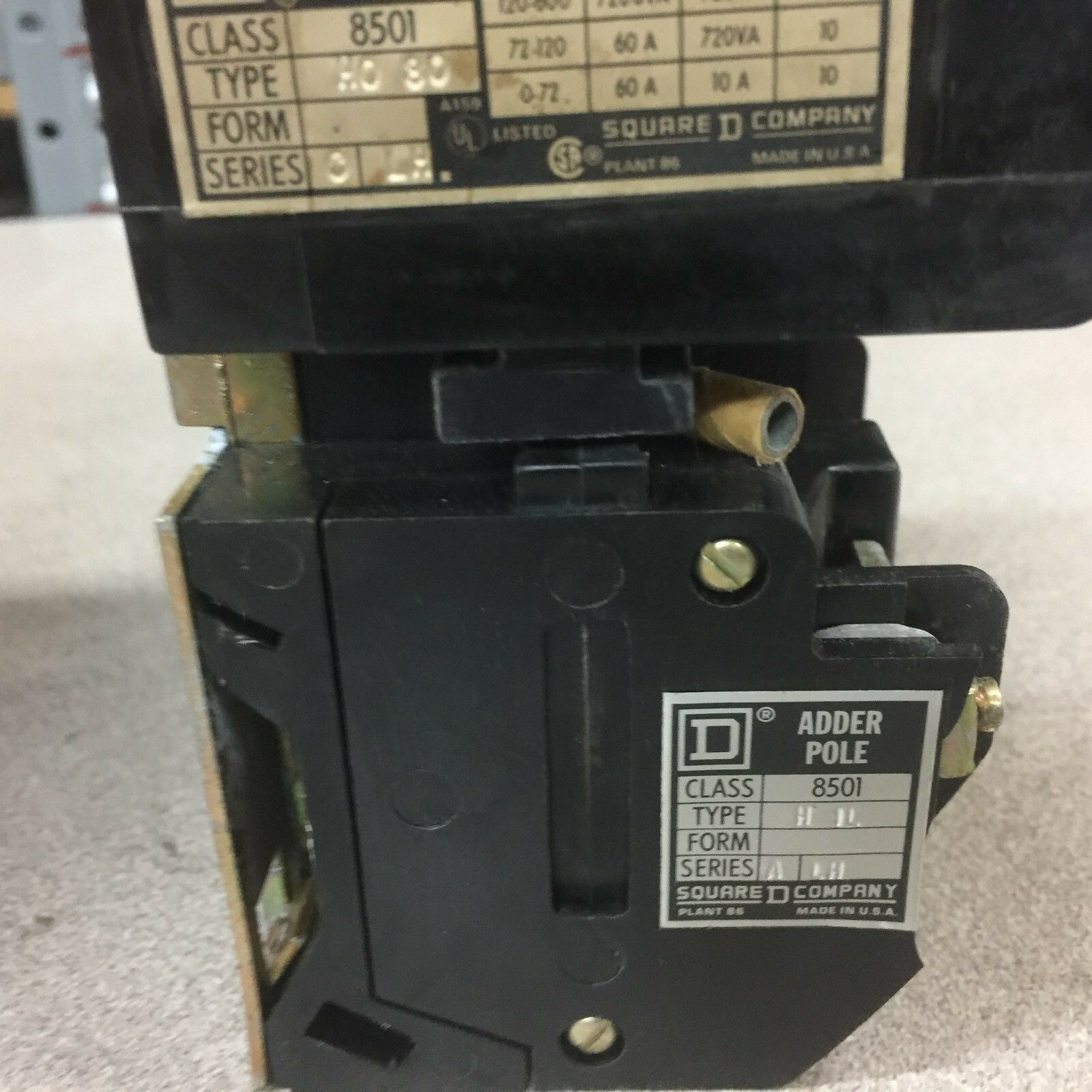 USED SQUARE D IDUSTRIAL CONTACTOR 8501 HO 80