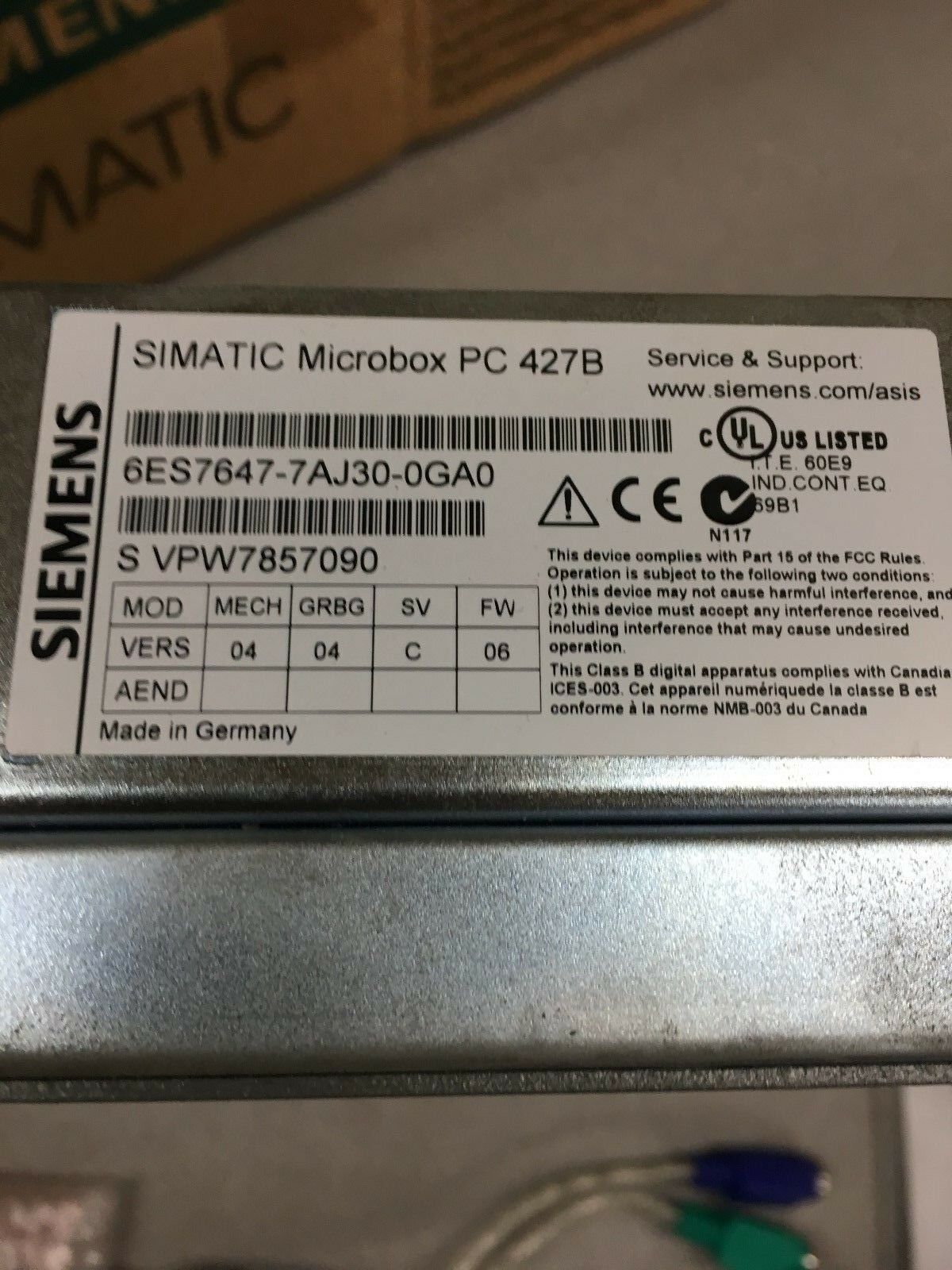 NEW IN BOX SIEMENS MICROBOX PC 427B SIMATIC 6ES7647-7AJ30-0GA0