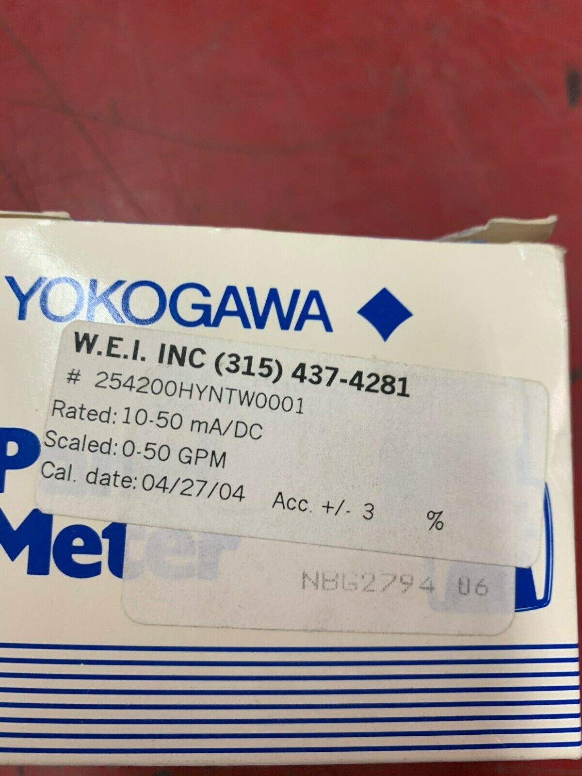 NEW IN BOX YOKOGAWA 0-50 GPM METER 254200HYNTW0001