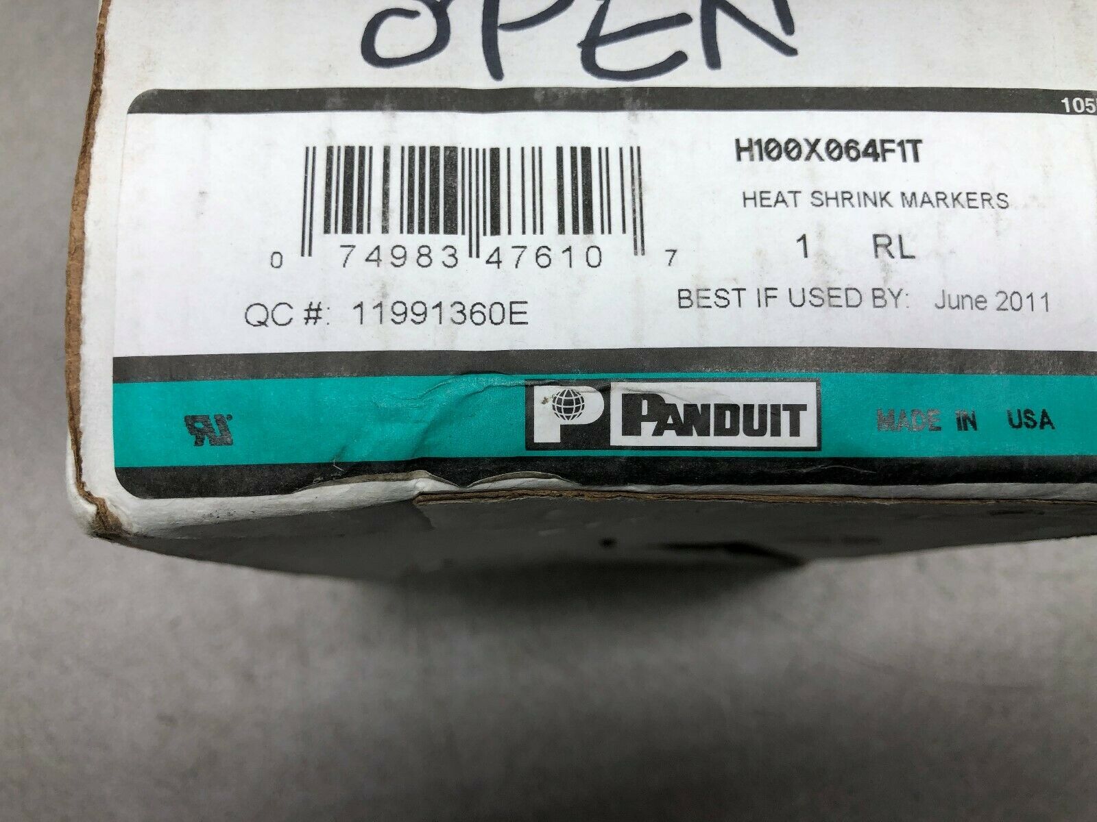 NEW IN BOX 1/2 ROLL PANDUIIT HEAT SHRINK MARKERS H100X064F1T