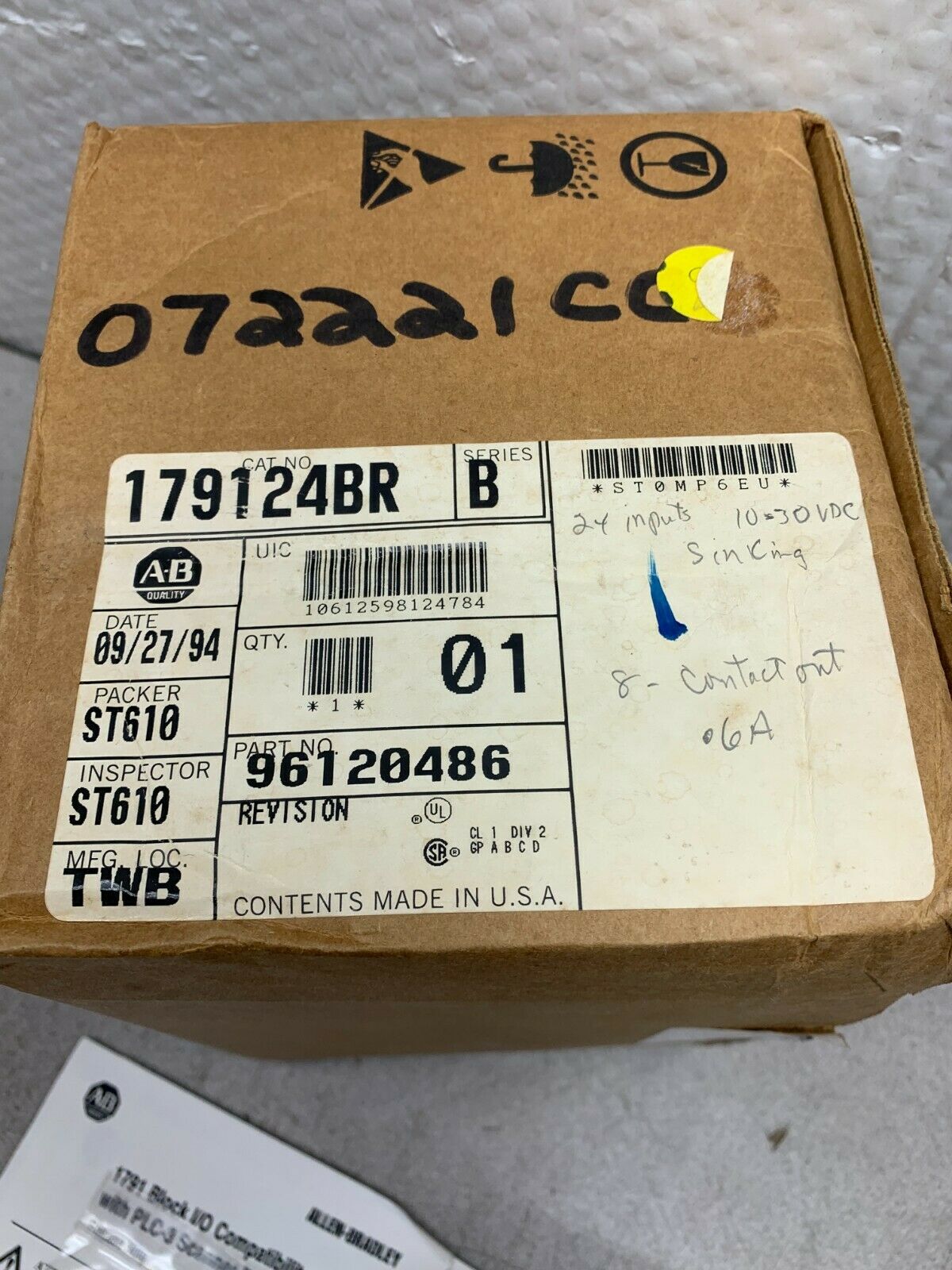 NEW IN BOX ALLEN-BRADLEY BLOCK I/O MODULE 1791-24BR SERIES B