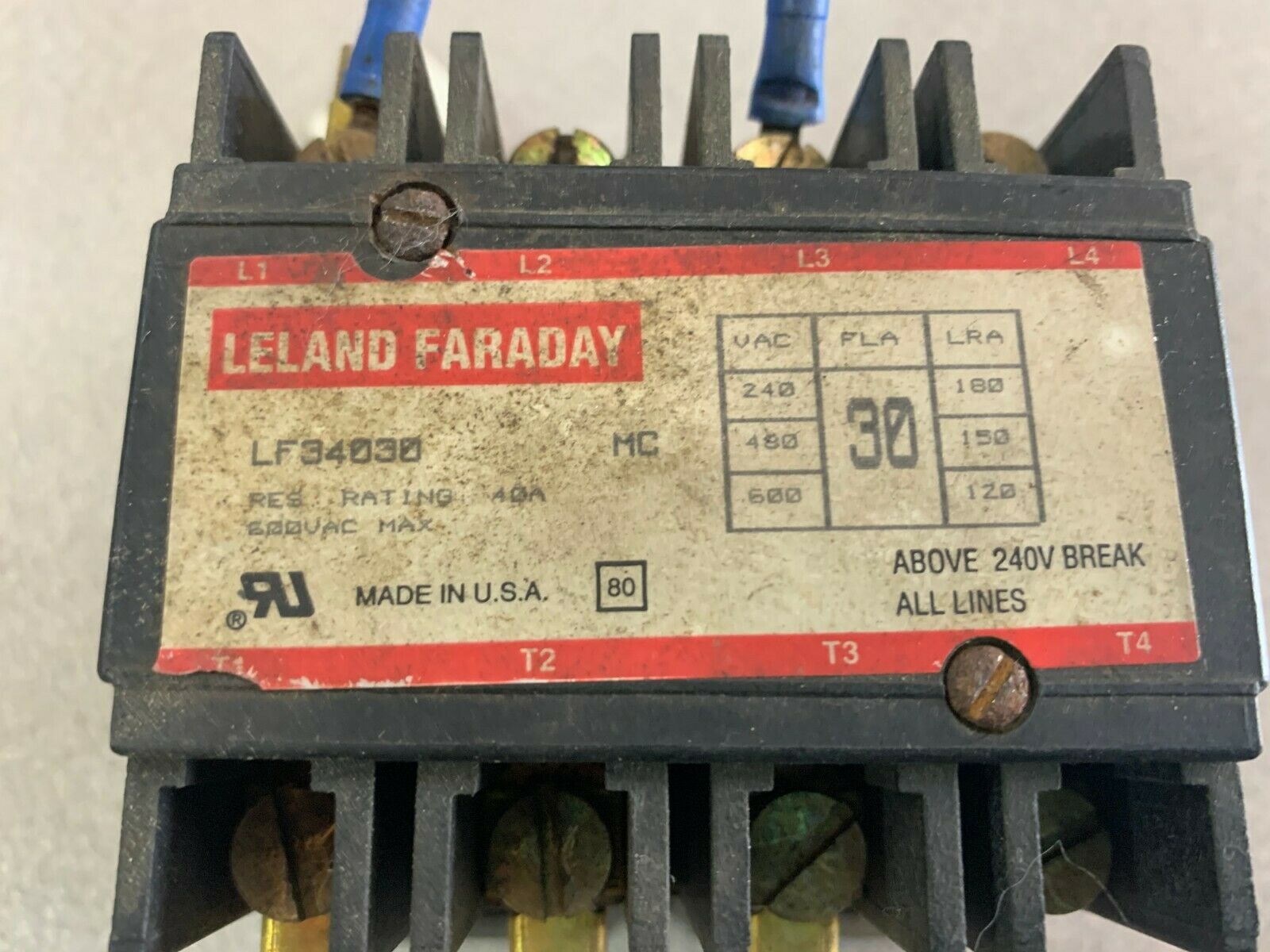 USED LELAND FARADAY CONTACTOR LF34030