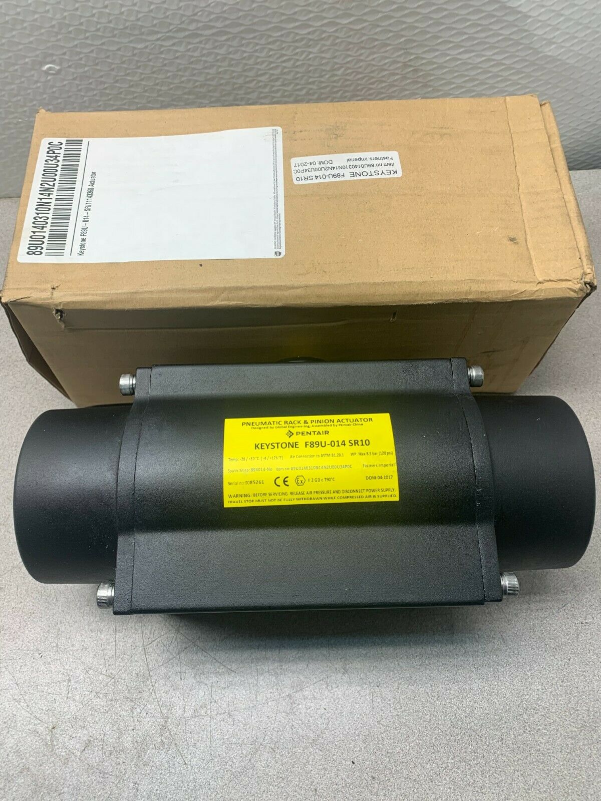 NEW IN BOX PENTAIR KEYSTONE PNEUMATIC RACK & PINION ACTUATOR F89U-014 SR10