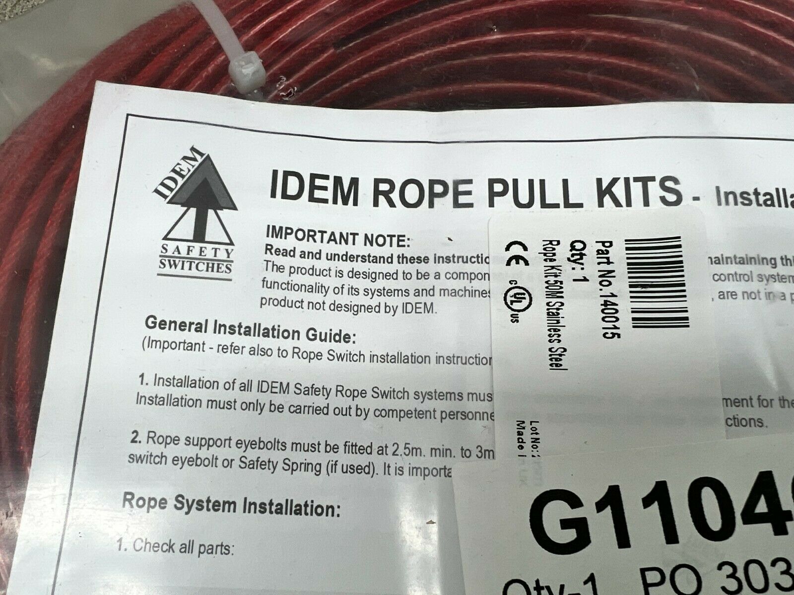 NEW IN BAG IDEM G1104606  PULL CABLE KIT 140015