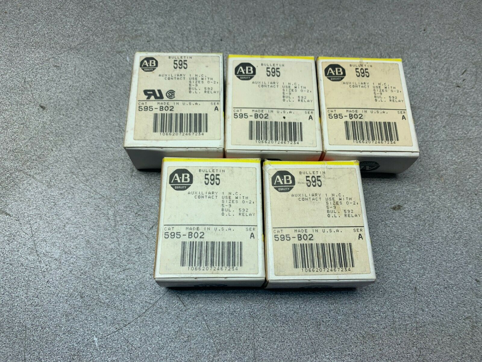 LOT OF 5 NEW IN BOX ALLEN BRADLEY AUXILIARY CONTACT 595-B02 SERIES A