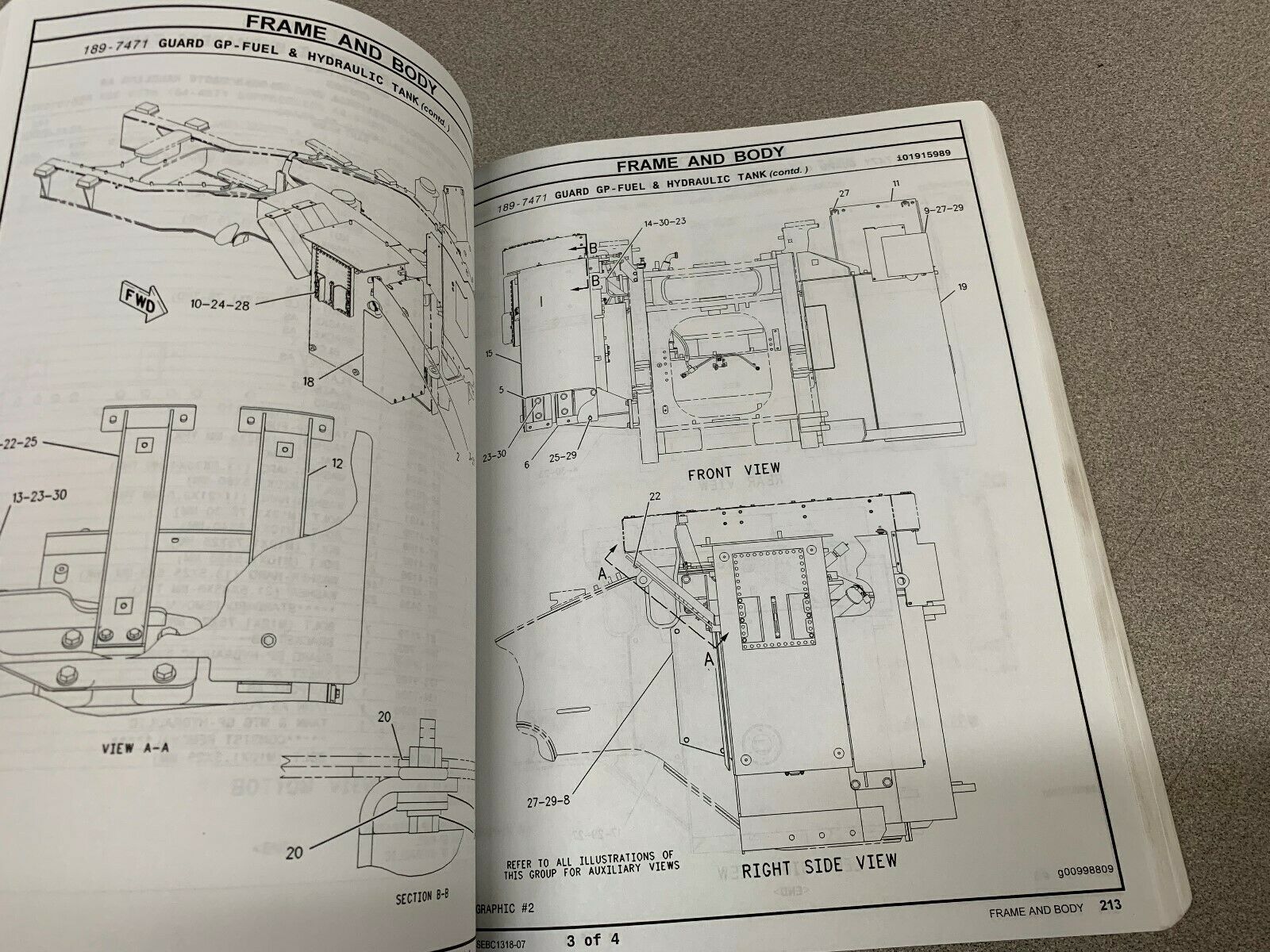 USED CATERPILLAR CUSTOM PRODUCT SUPPORT LITERATURE FOR 988G WHEEL LOADER **BOOK*