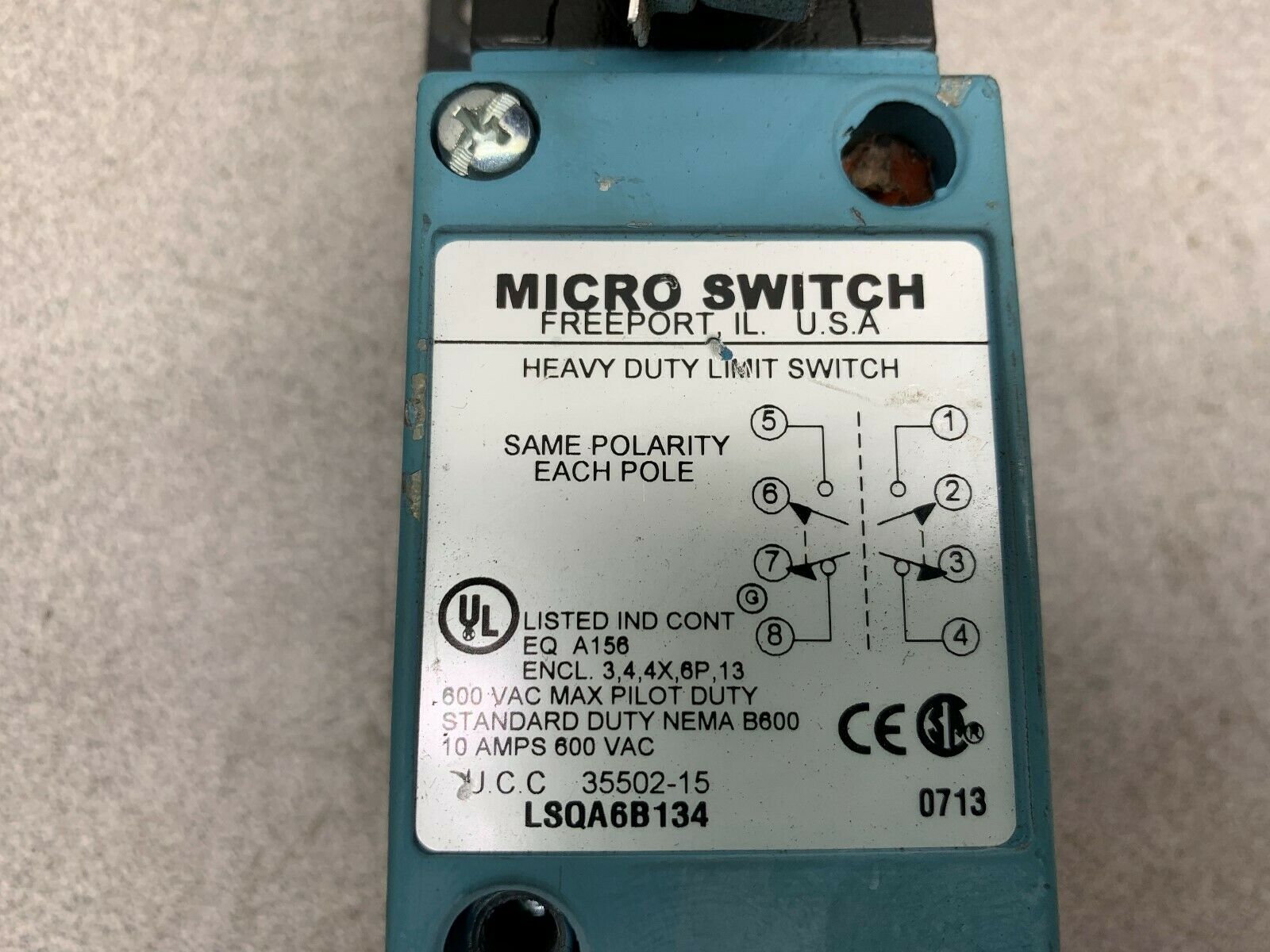 USED MICROSWITCH LSQA6B134