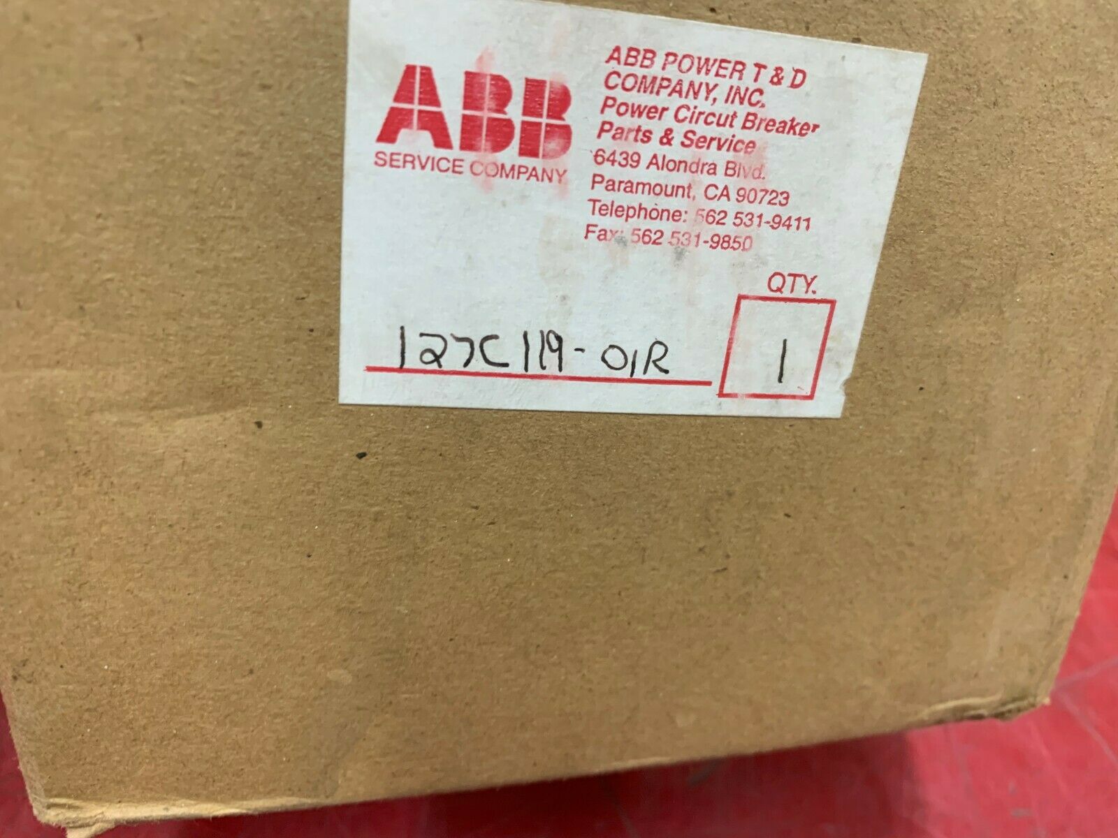 NEW IN BOX ABB SILVER ADAPTER 127C119-01R