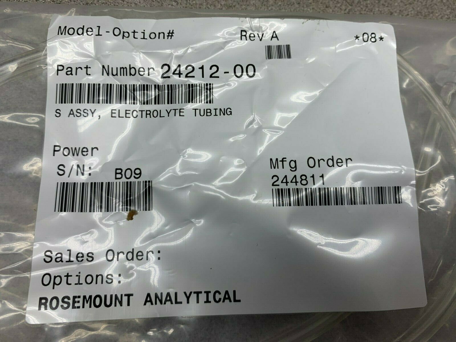 NEW IN BAG ROSEMOUNT ELECTROLYTE TUBING 24212-00