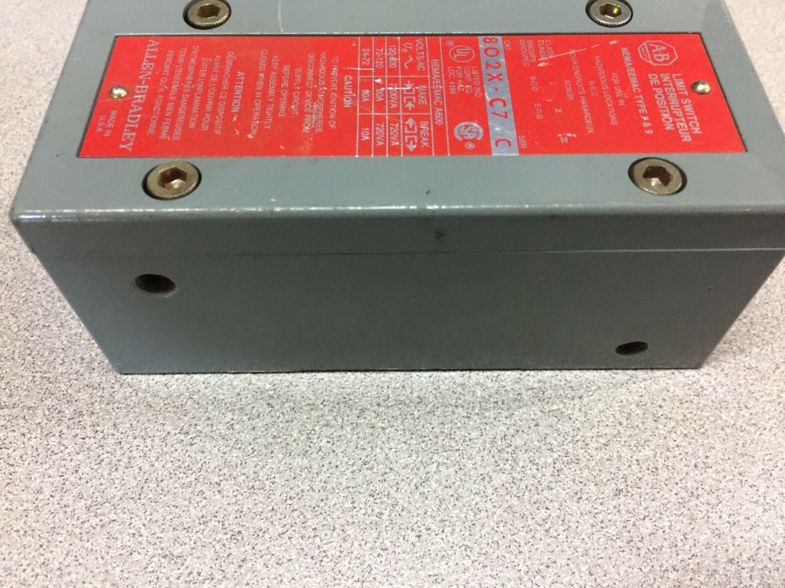 USED ALLEN BRADLEY LIMIT SWITCH 802X-C7