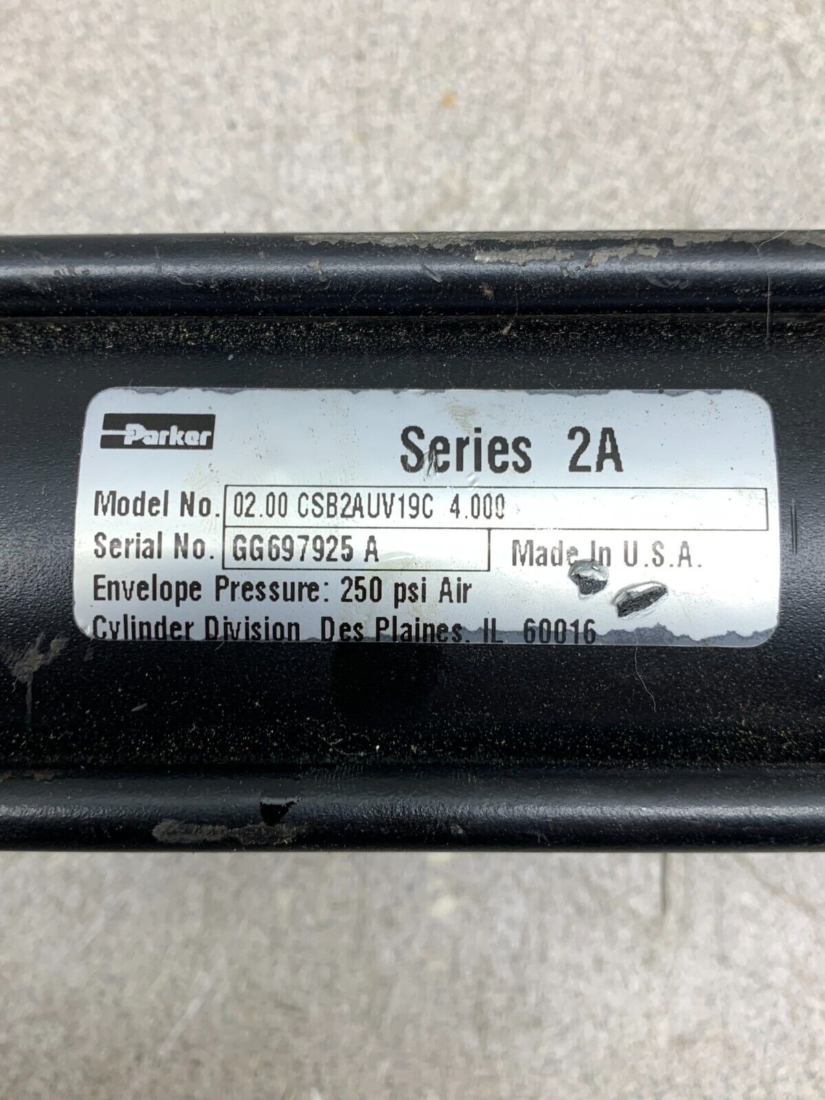 NEW NO BOX PARKER SERIES 2A CYLINDER 02.00 CSB2AUV19C 4.000