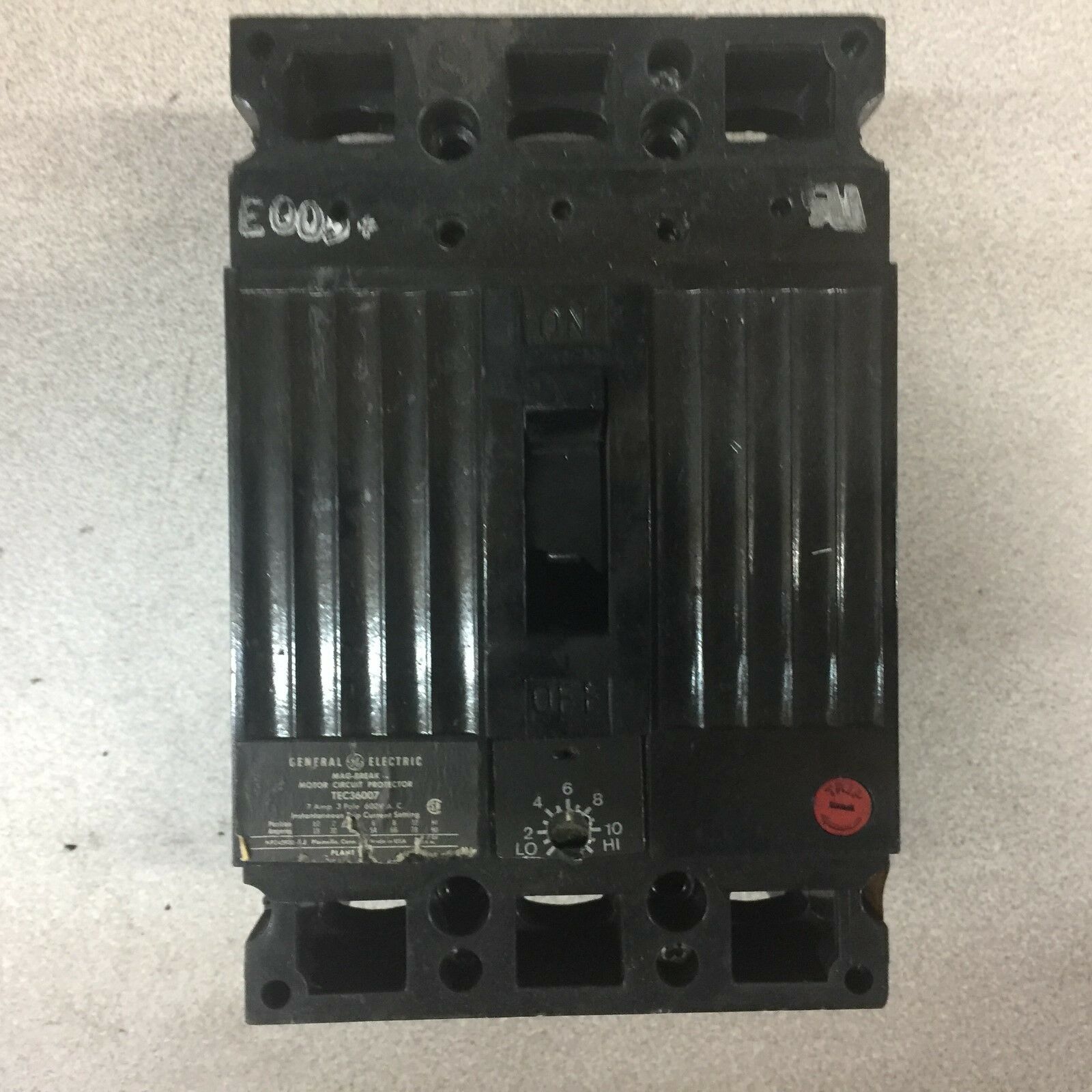 USED GE 7 AMP 3 POLE 600V CIRCUIT BREAKER TEC36007