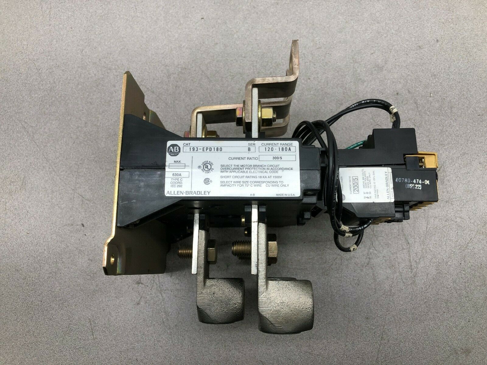 USED ALLEN BRADLEY 300:5 RATIO OVERCURRENT PROTECTION RELAY 193-EPD180