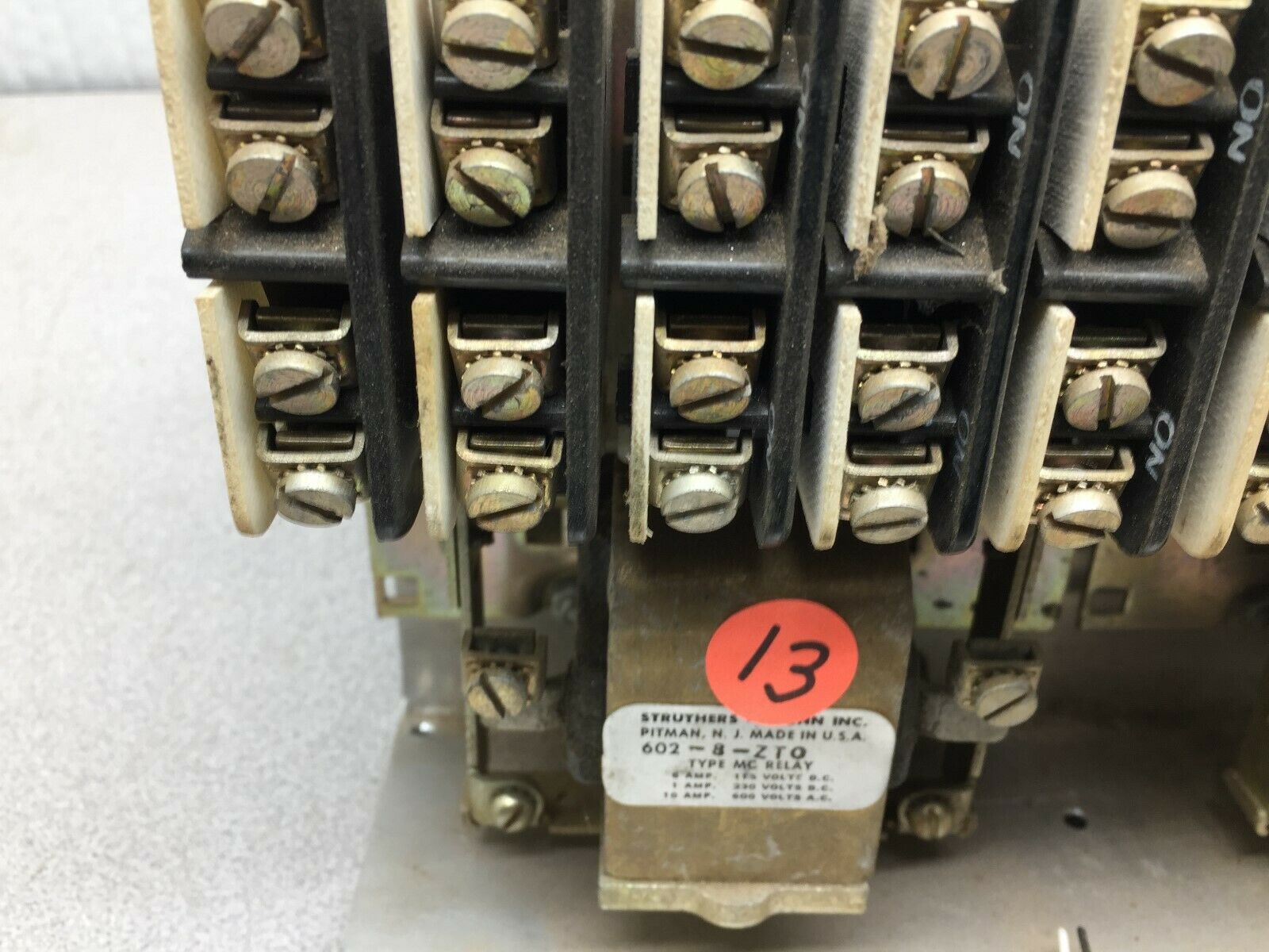 USED STRUTHERS AND DUNN TYPE MC RELAY 24VDC COIL (4 RELAYS ON A BRACKET) 602-8-Z