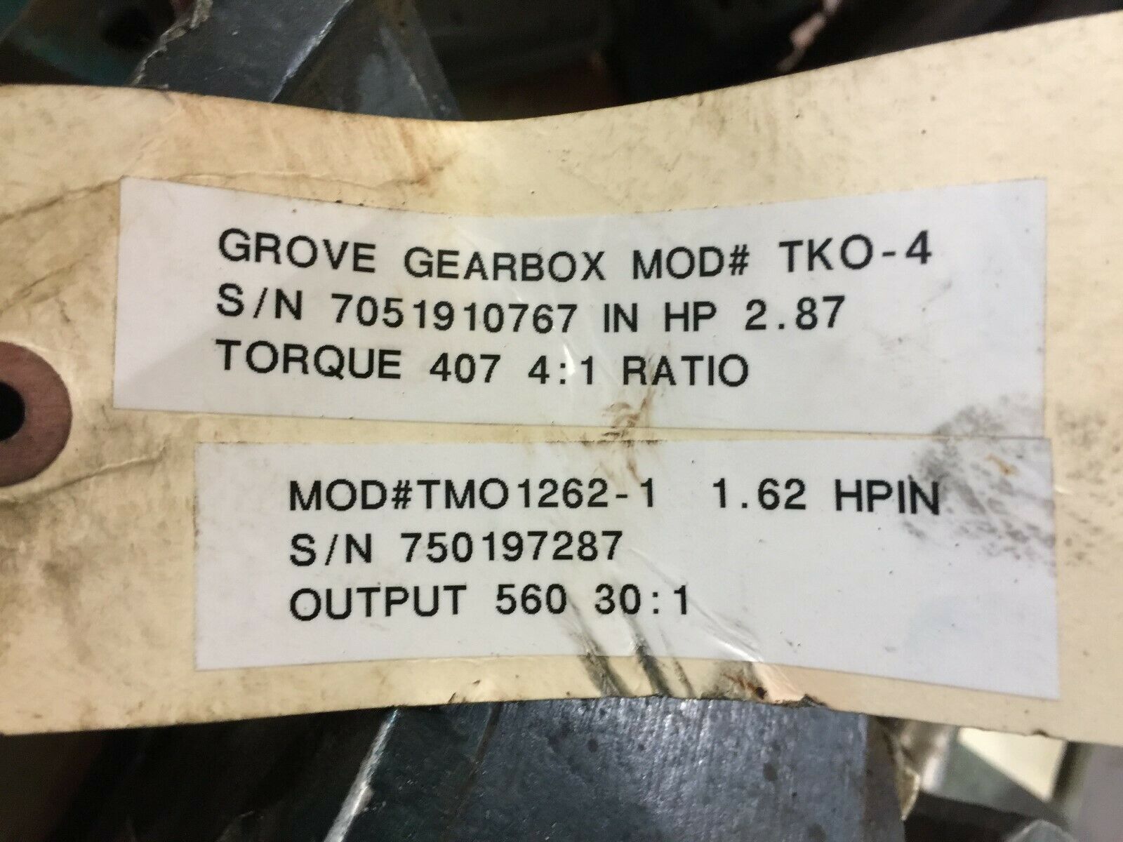 USED GROVE 30:1 RATIO AND 4:1 RATIO GEAR BOXES TQO-4  / TMQ1262-1