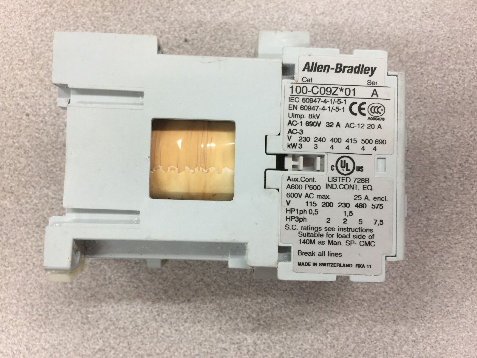 USED ALLEN BRADLEY CONTACTOR 100-C09Z*01 SER. A