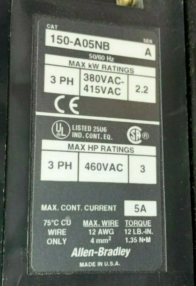 USED ALLEN BRADLEY SOFT START 150-A05NB SERIES A