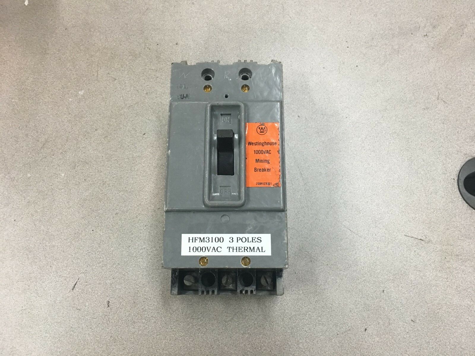 USED WESTINGHOUSE 3 POLE 100AMP MINING CIRCUIT BREAKER HFM3100