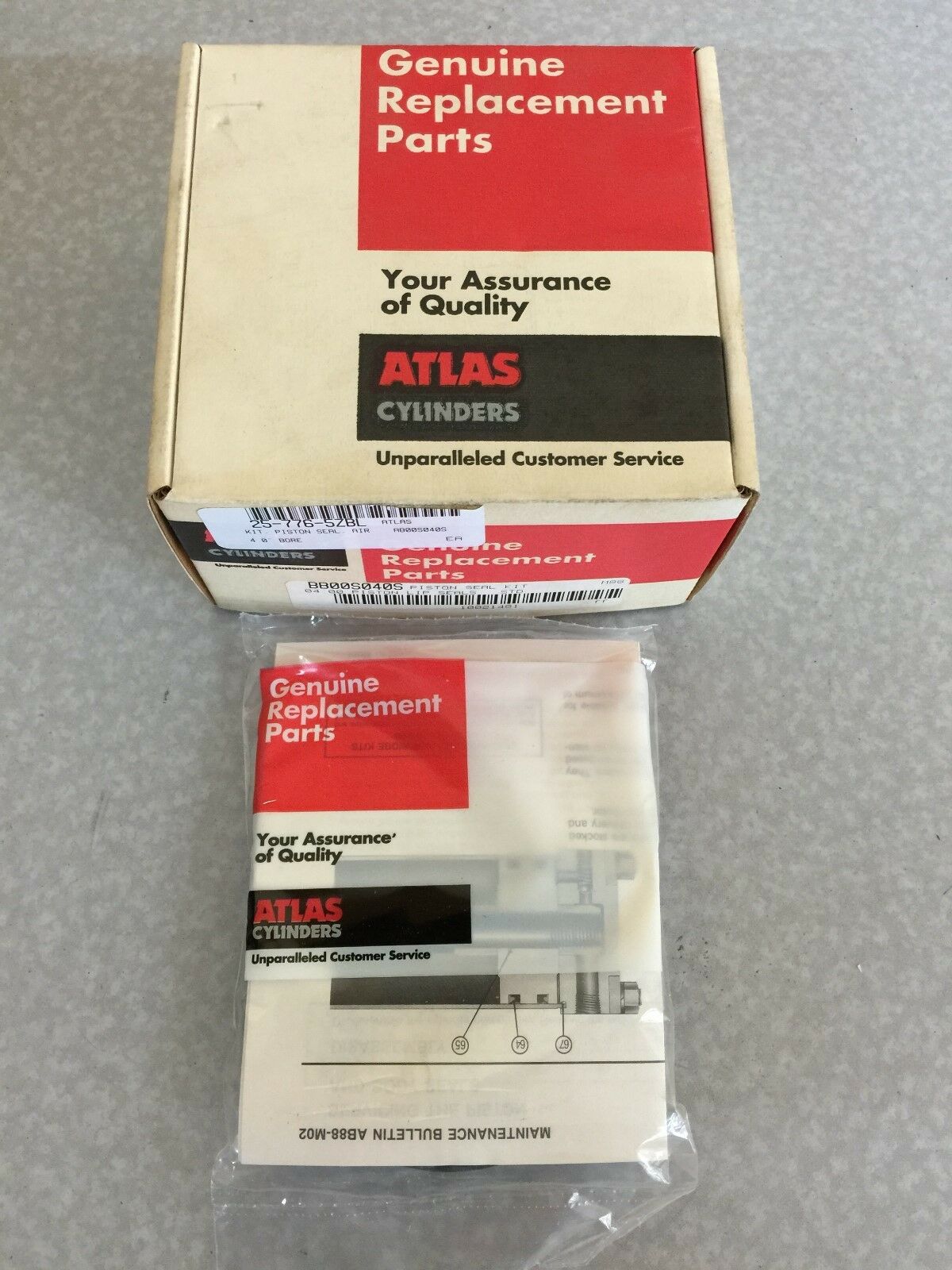 NEW IN BOX ATLAS 4" PISTON SEAL KIT BB00S040S