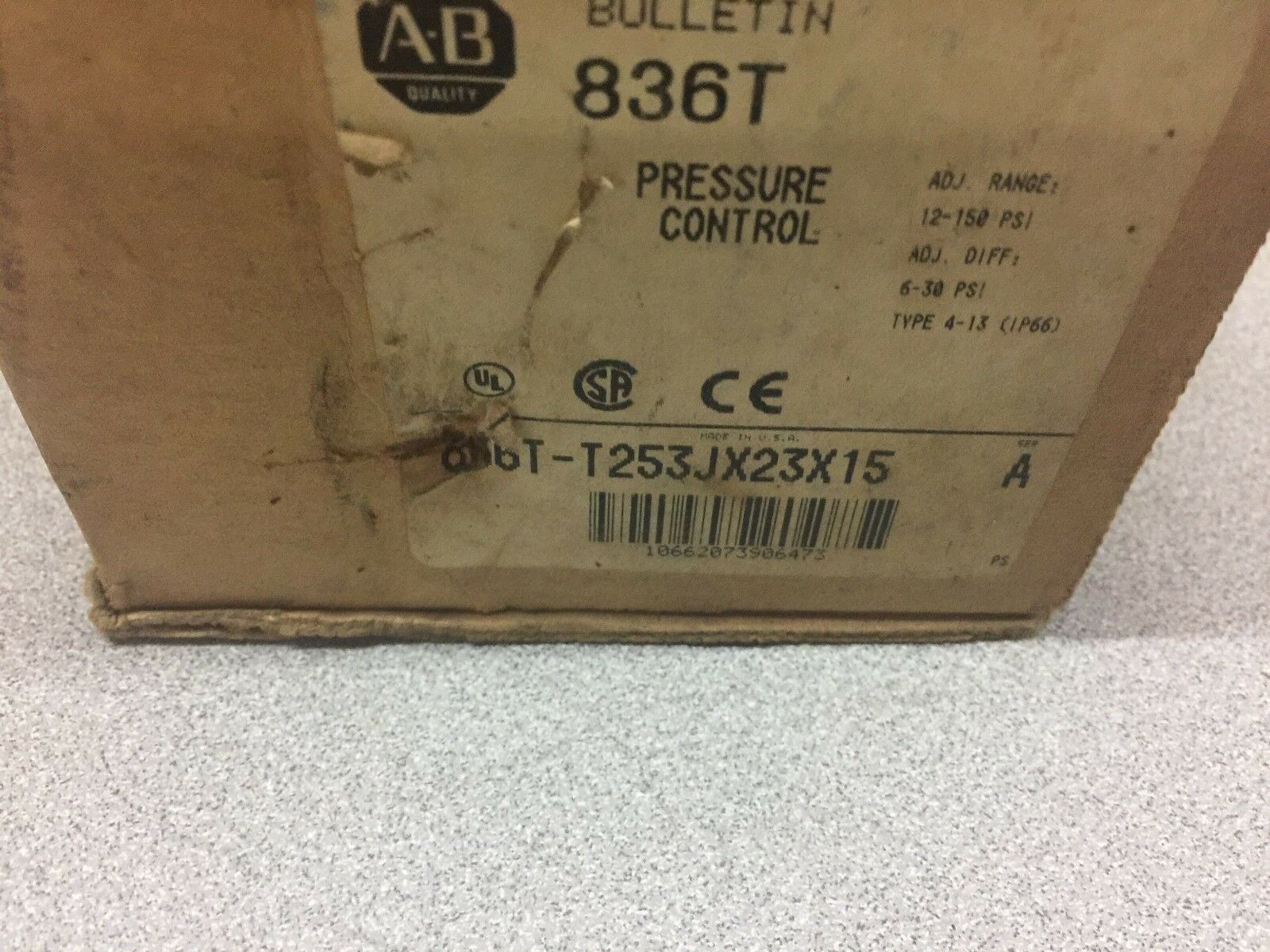 NEW IN BOX ALLEN BRADLEY PRESSURE CONTROL SWITCH 836T-T253JX23X15