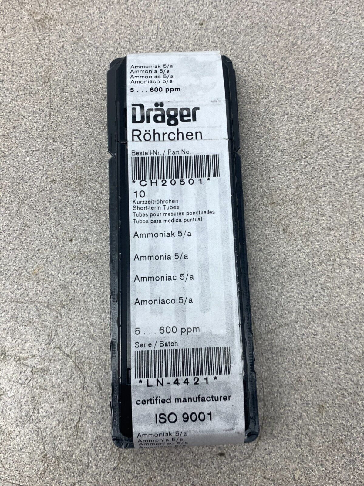 NEW PACK OF 10 DRAGER 5-600PPM SHORT TERM TUBES CH20501