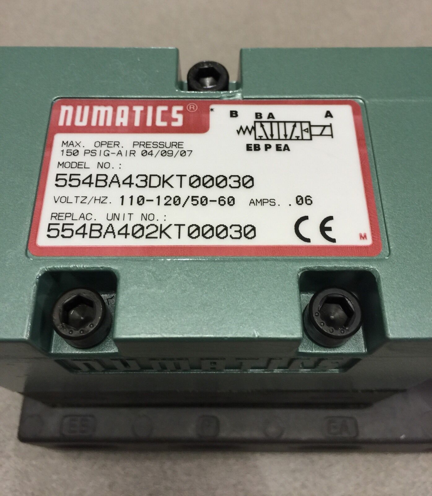 NEW NUMATICS AIR CONTROL SOLENOID VALVE 554BA43DKT00030