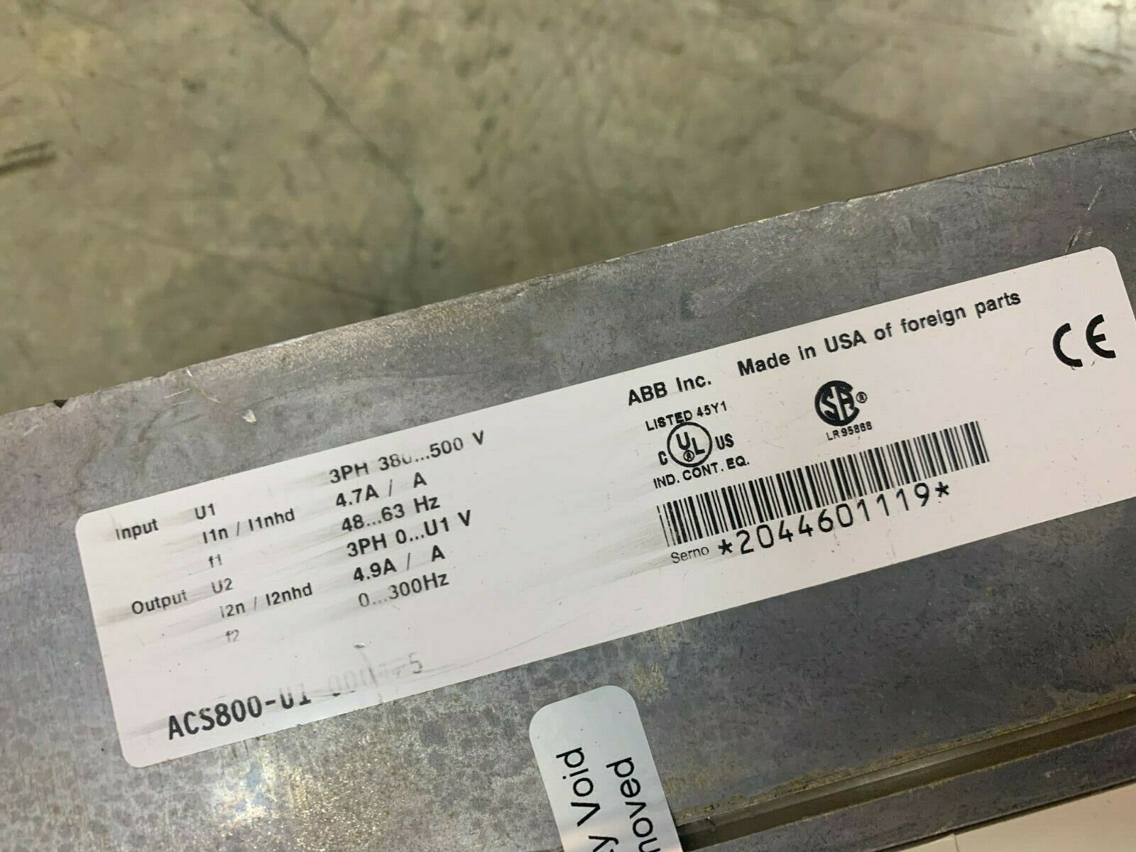 USED ABB ELECTRIC DRIVE ACS800-U1-0004-5