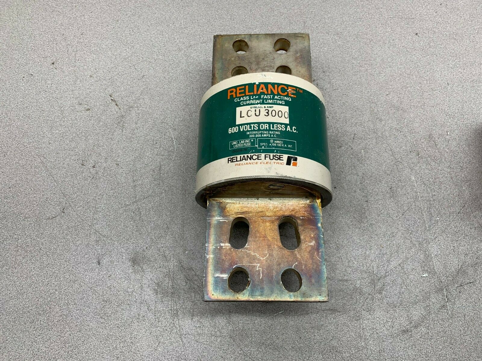 NEW NO BOX RELIANCE CLASS L 600V. CURRENT LIMITING FUSE LCU 3000