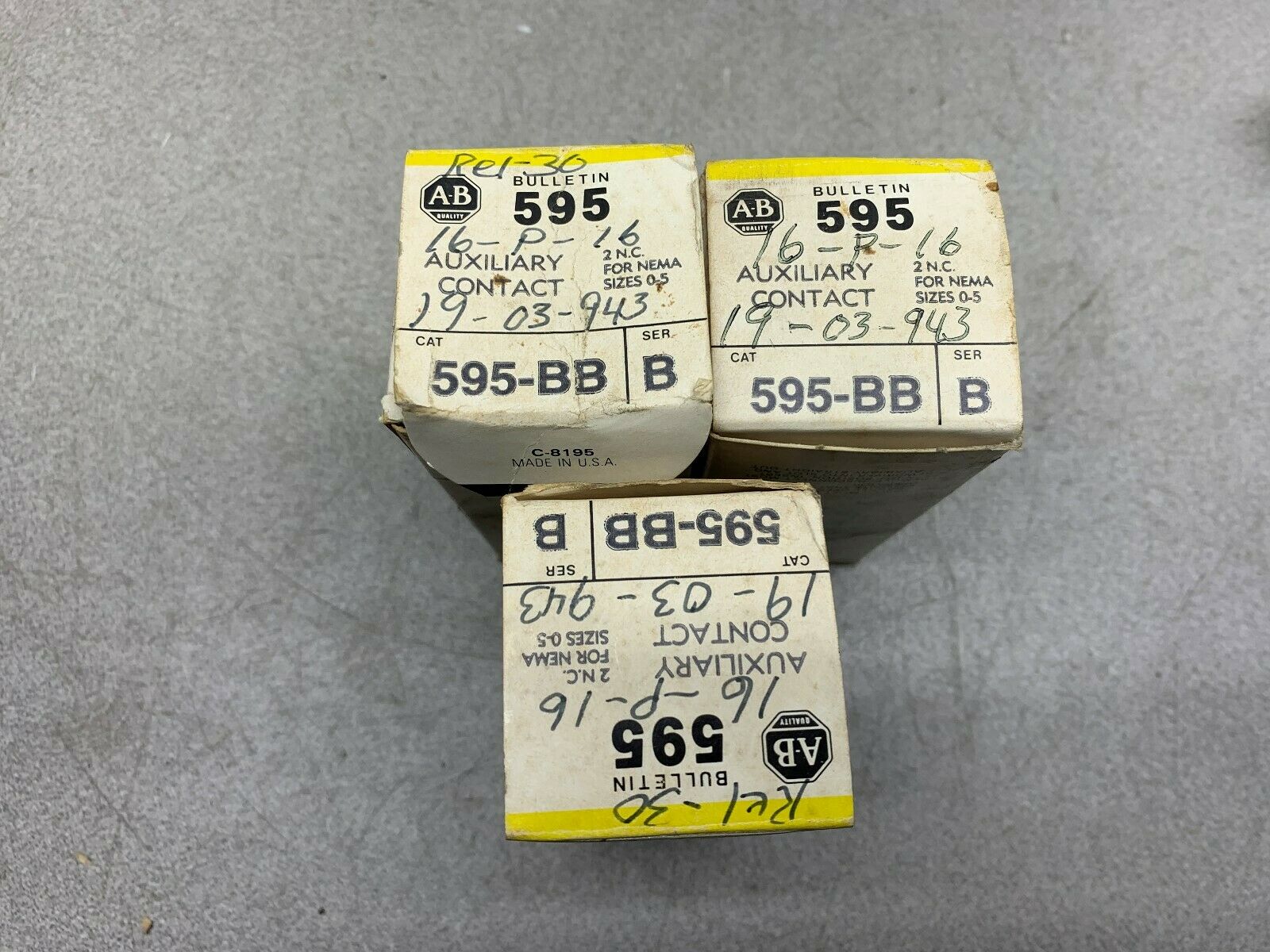 LOT OF 3 NEW IN BOX ALLEN BRADLEY AUXILIARY CONTACT 595-BB