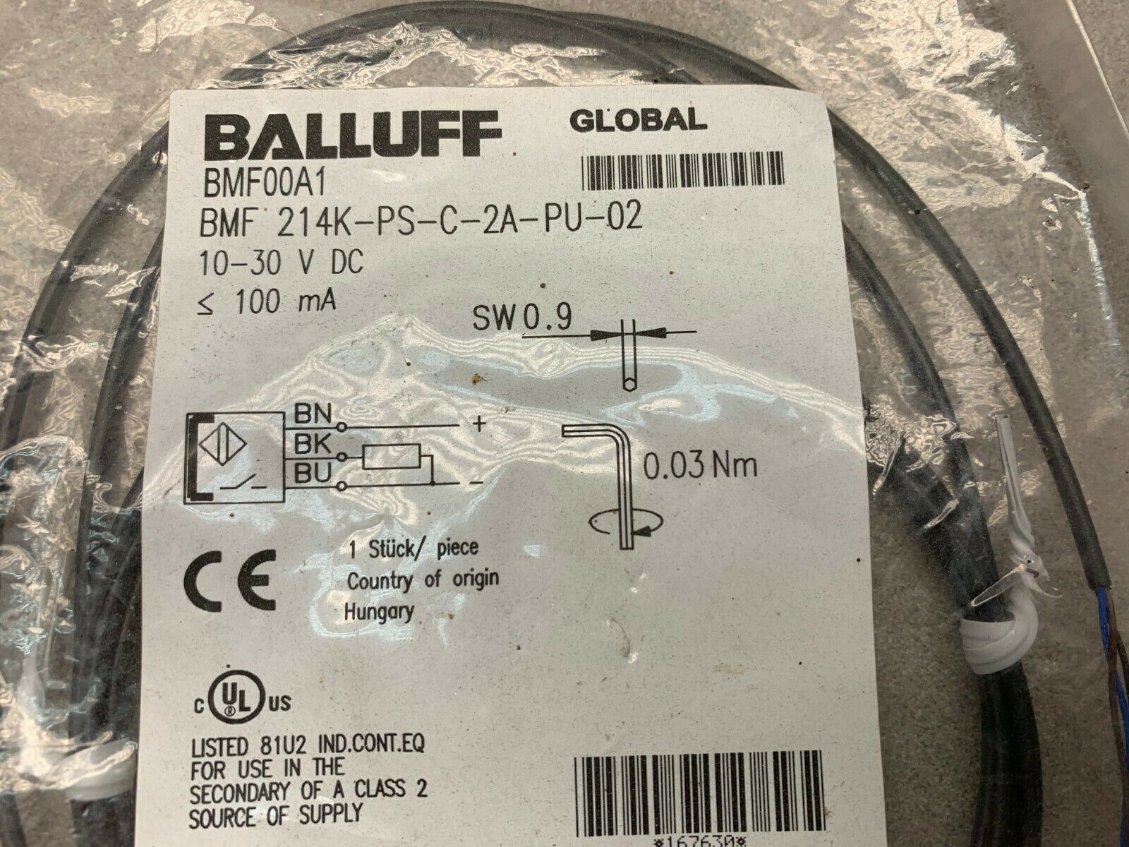 NEW IN BAG BALLUFF SENSOR BMF214K-PS-C-2A-PU-02