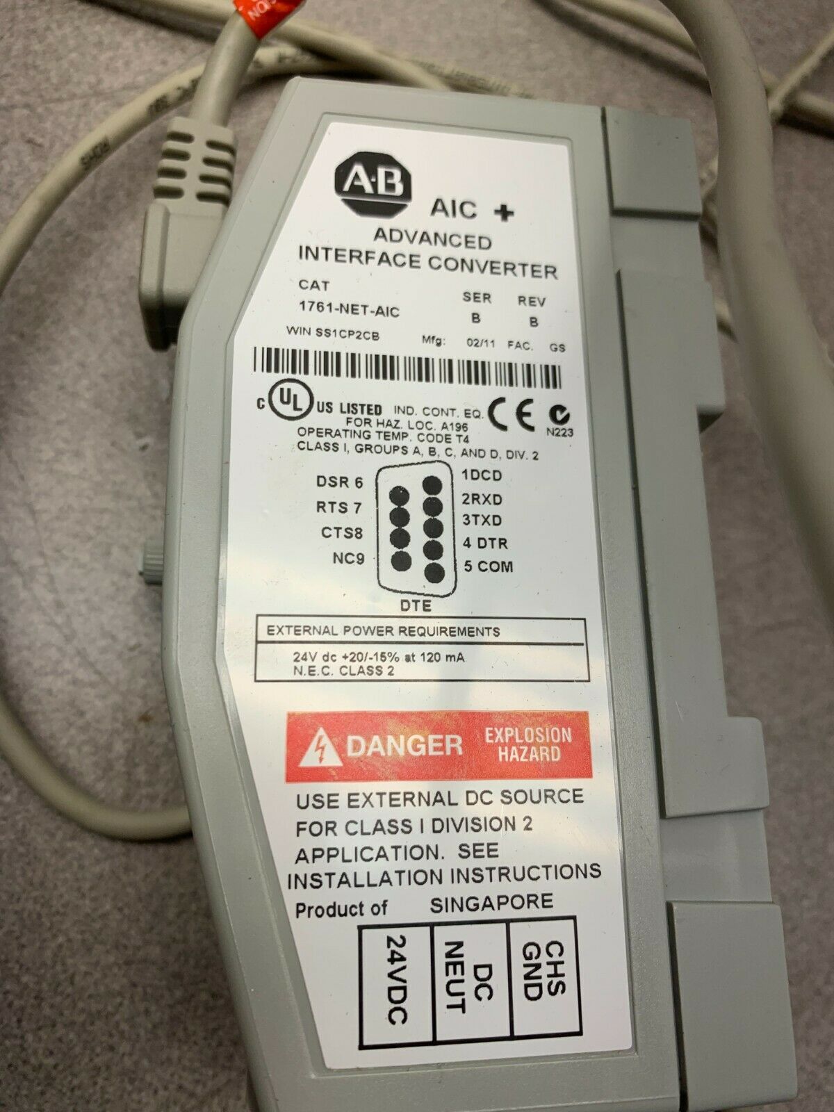 USED ALLEN BRADLEY CONVERTER 1761-NET-A/C SERIES B