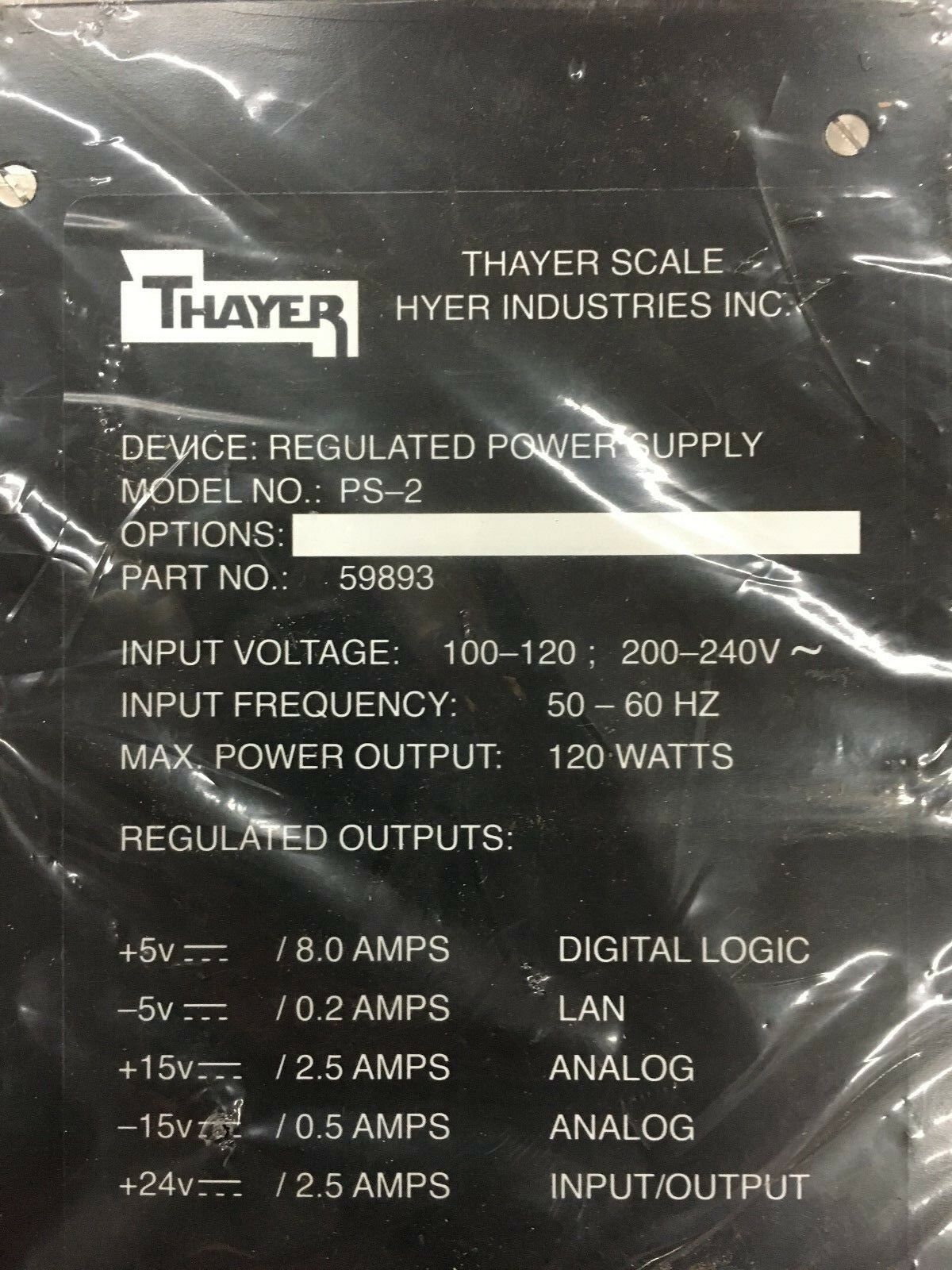 NEW NO BOX THAYER SCALE PS2 REGULATED POWER SUPPLY PS-2