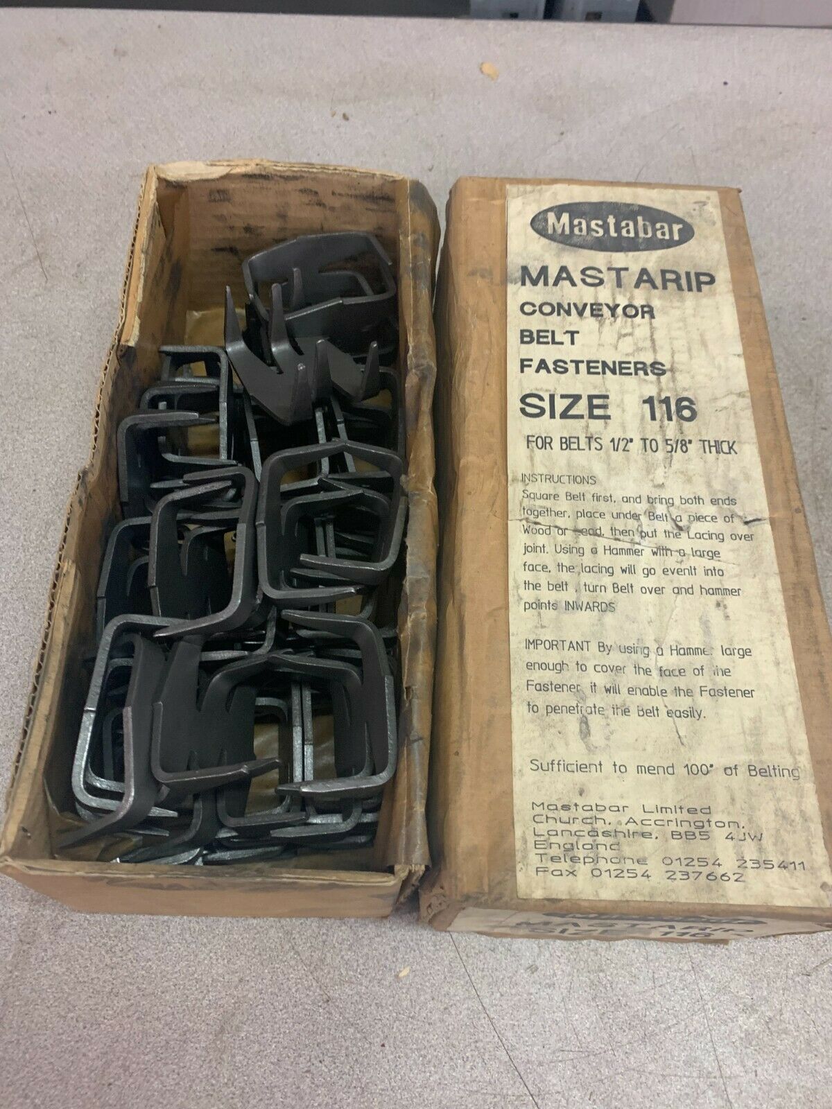 NEW BOX OF MASTABAR MASTARIP 1/2"-5/8" CONVEYOR BELT FASTENERS SIZE 116