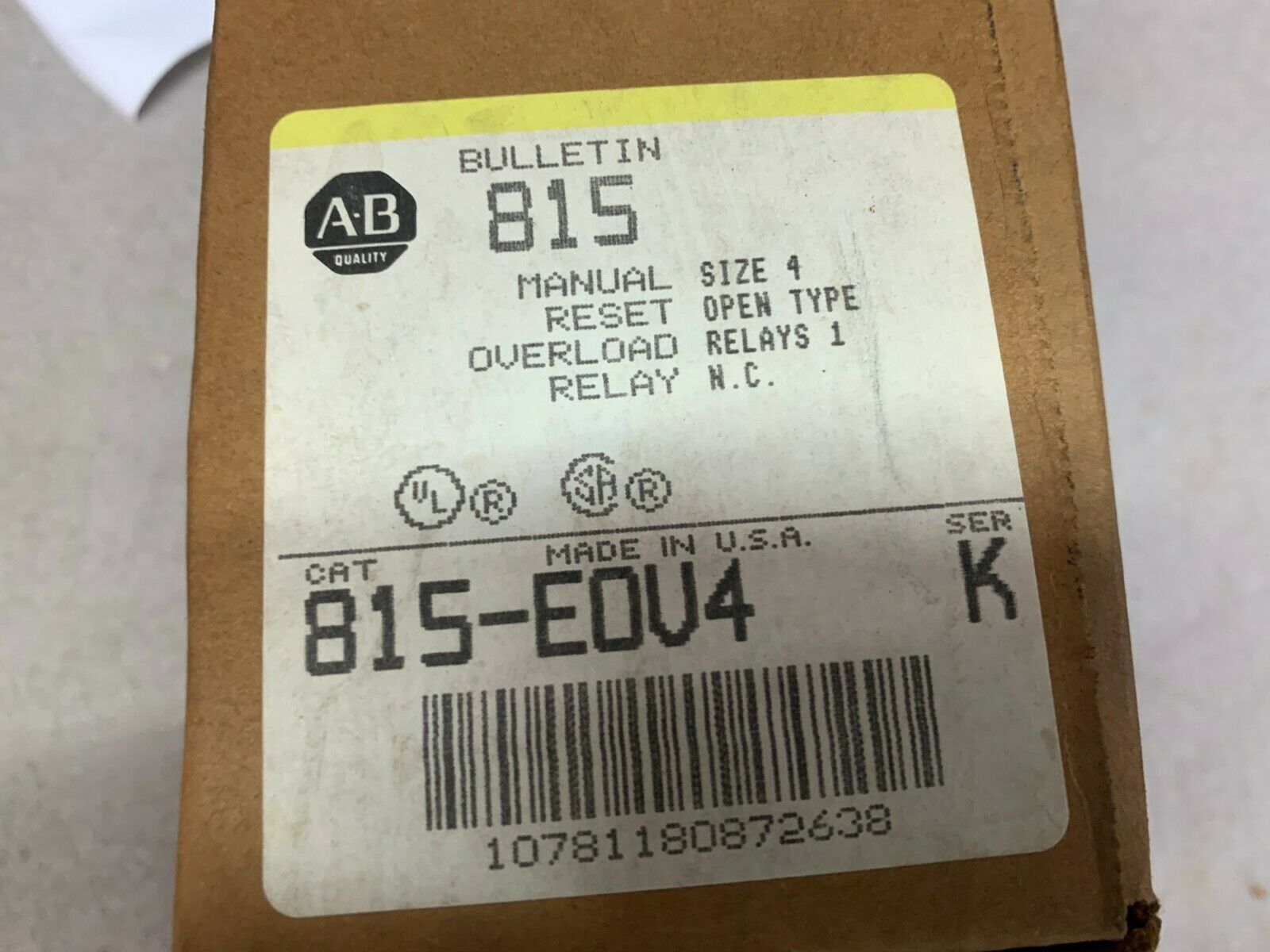 NEW IN BOX ALLEN BRADLEY RELAY 815-E0V4 SERIES K