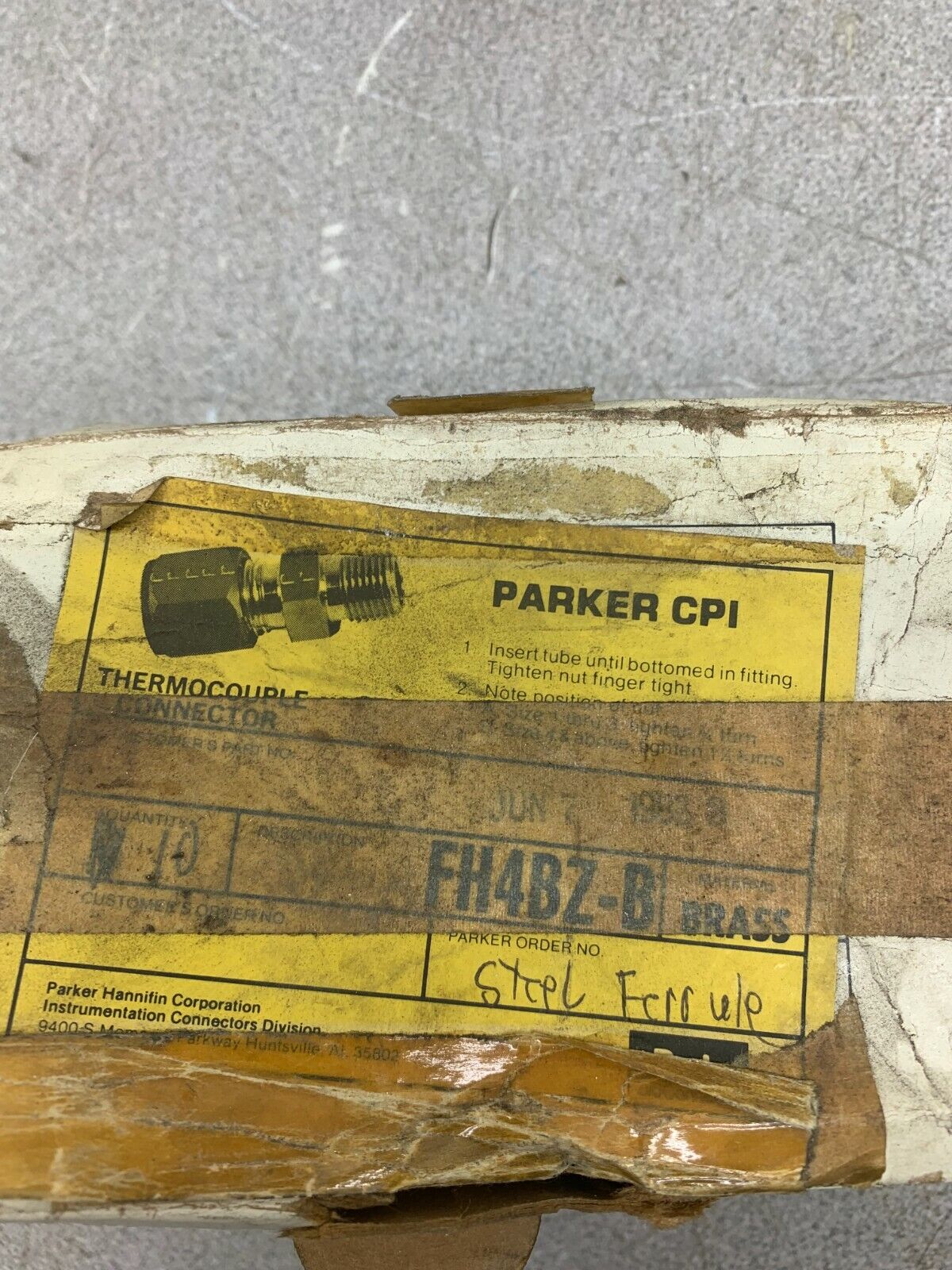 NEW BOX OF 6 PARKER CPI CONNECTOR FITTINGS FH4BZ-B BRASS