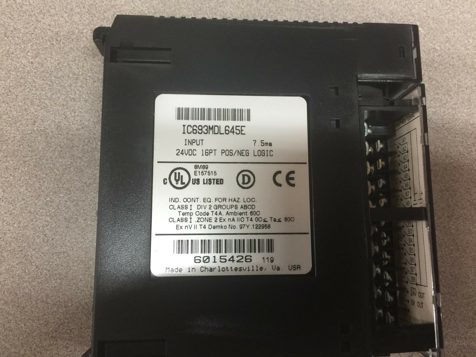 USED GE FANUC 24VDC 16PT INPUT MODULE IC693MDL645E