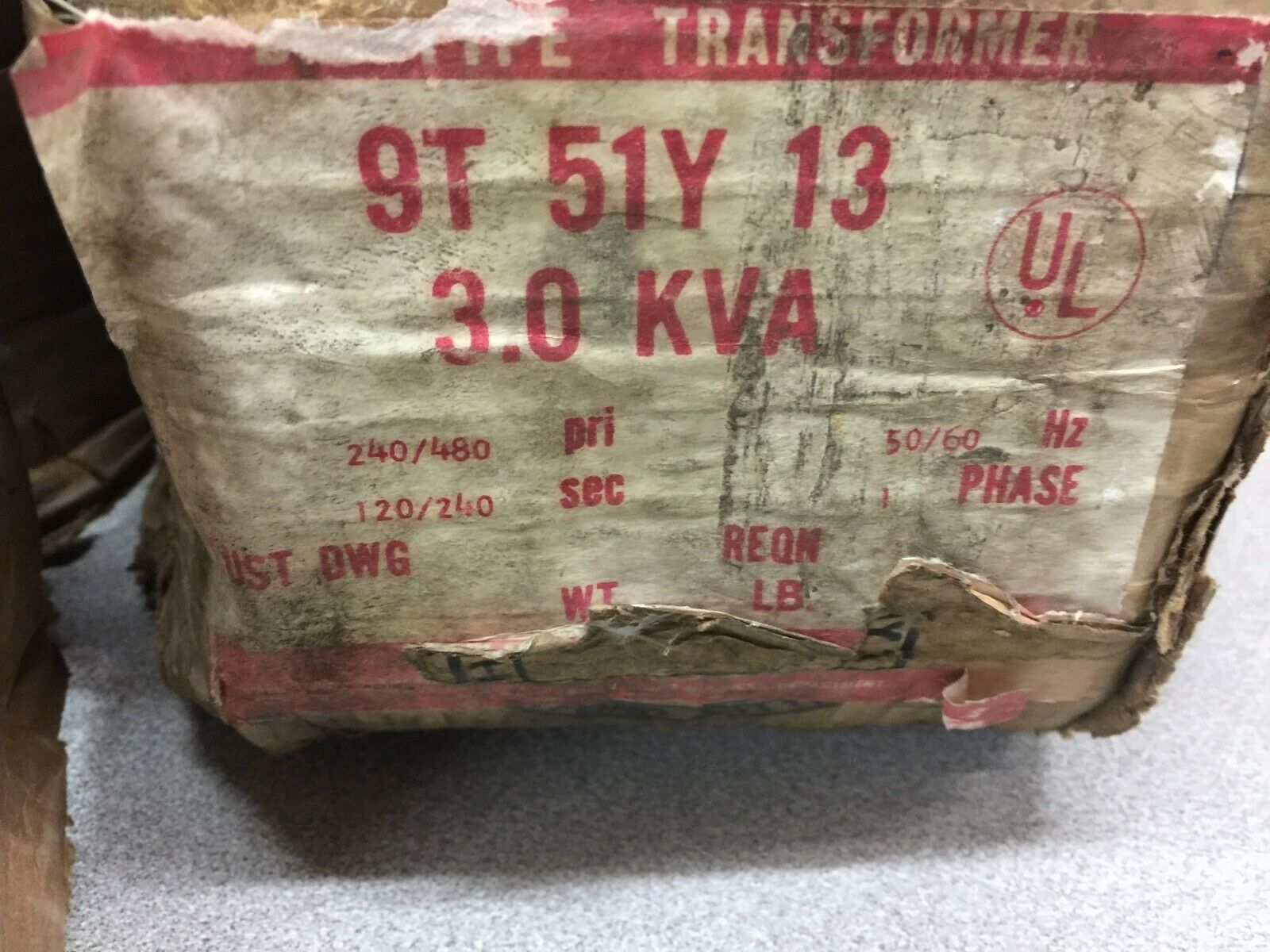 NEW IN BOX GE 3.0 KVA 1PH TRANSFORMER 9T51Y13