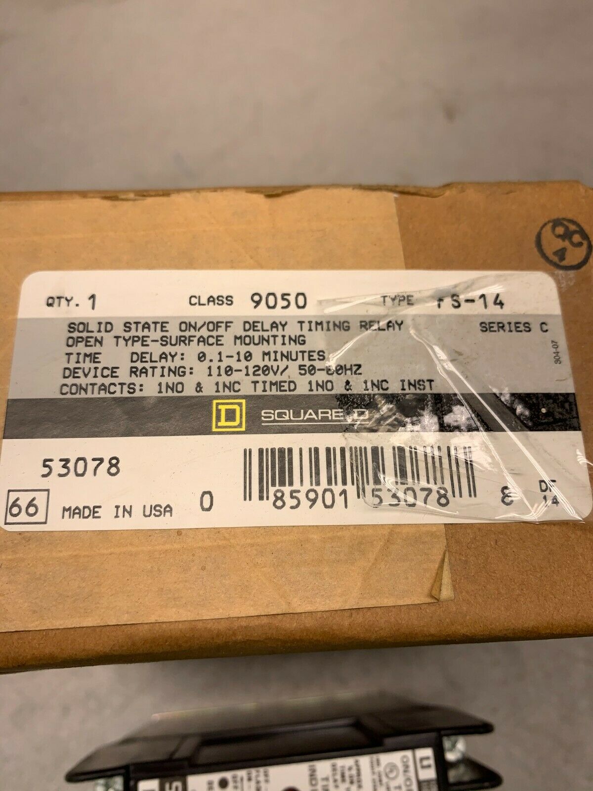 NEW IN BOX SQUARE D TIMING RELAY 9050 FS-14