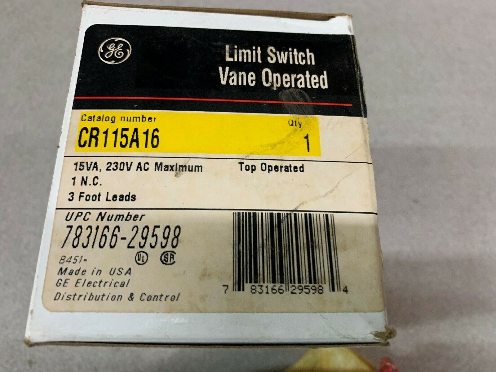 NEW IN BOX GE LIMIT SWITCH CR115A16