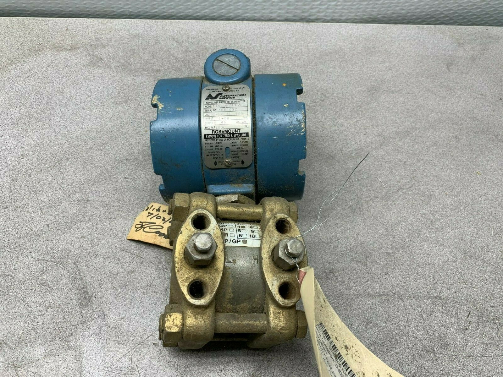 USED ROSEMOUNT PRESSURE TRANSMITTER 1151DP4E12B1