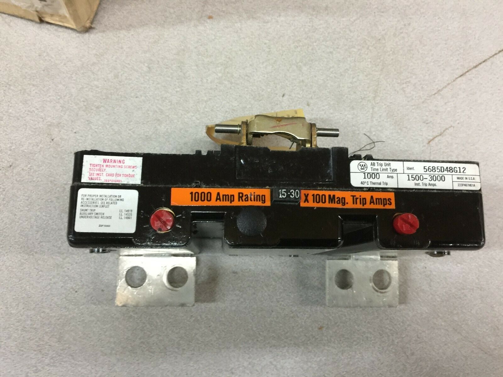 NEW IN BOX WESTINGHOUSE 1500-3000 TRIP 1000AMP 5685D48G12