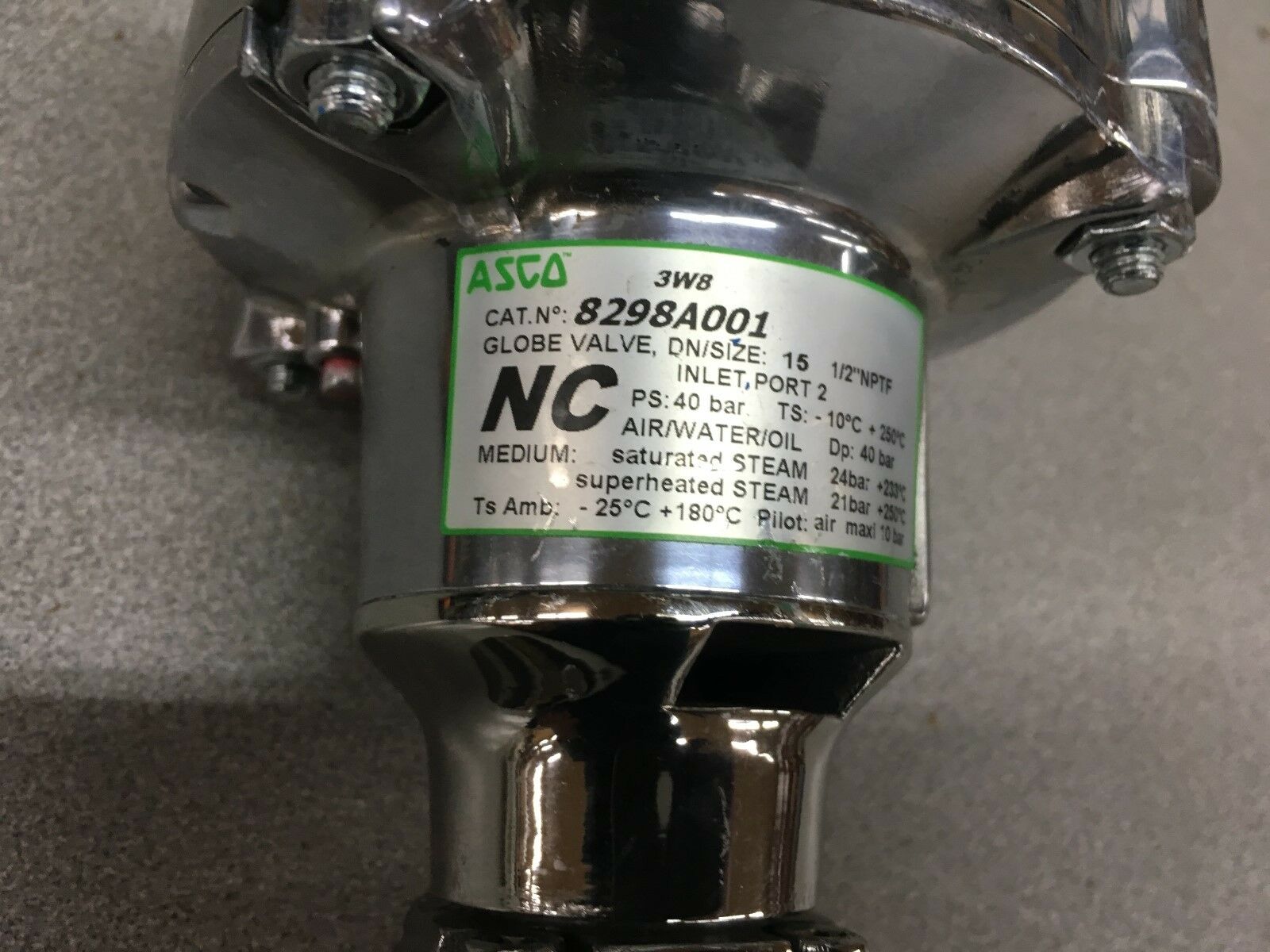 NEW NO BOX ASCO 1/2"NPTF GLOBE VALVE 8298A001